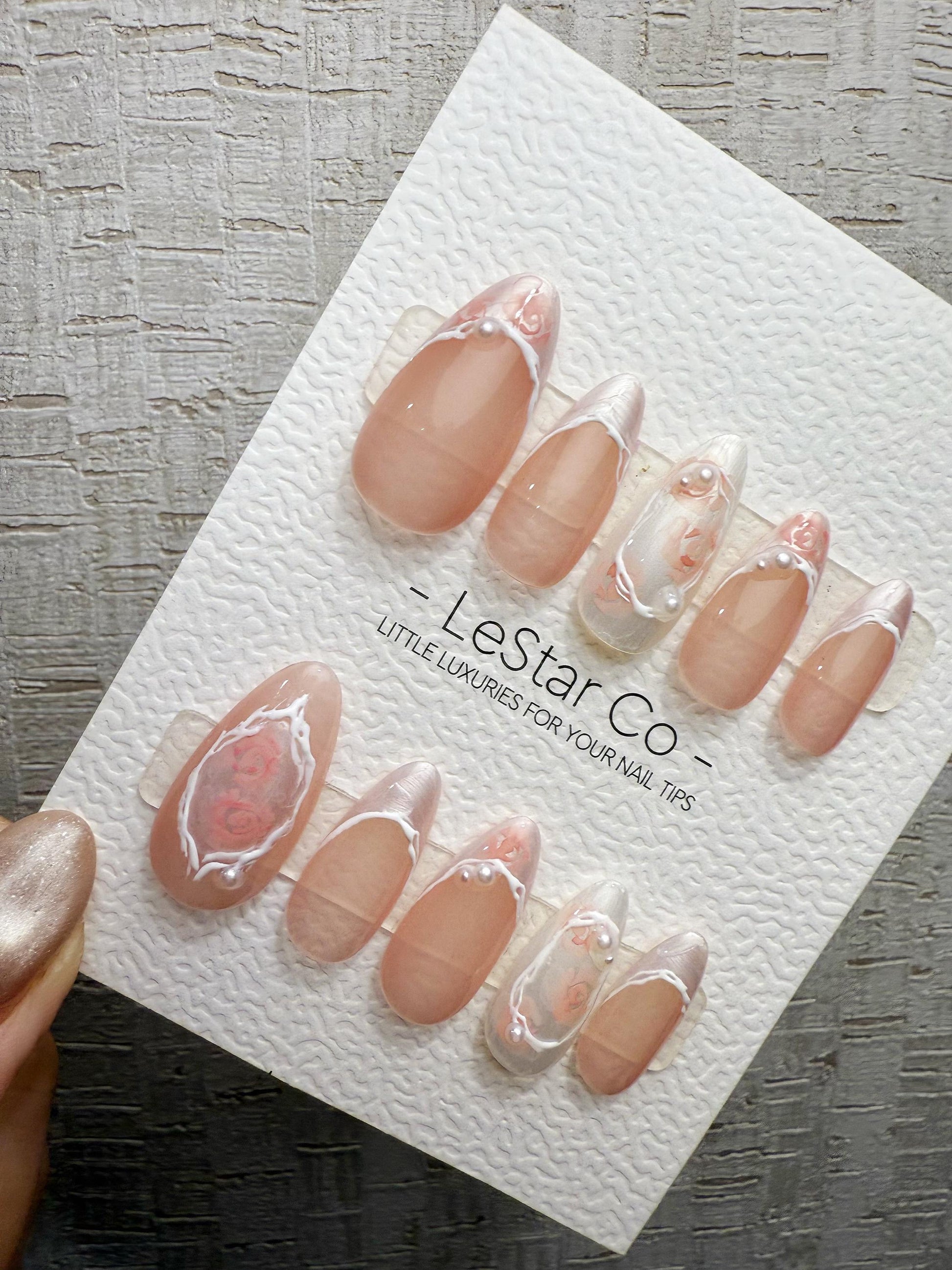 Reusable Soft Bridal Bloom | Handmade Press On Gel Acrylic Nails | 4for3 Timed Offer