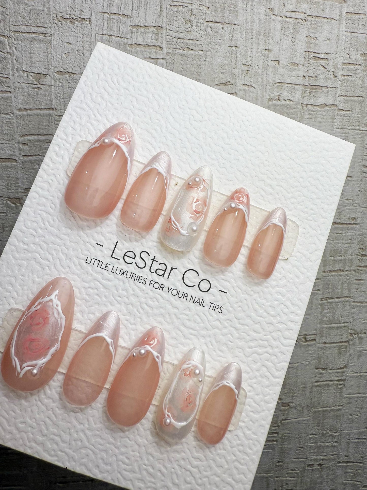 Reusable Soft Bridal Bloom | Handmade Press On Gel Acrylic Nails | 4for3 Timed Offer