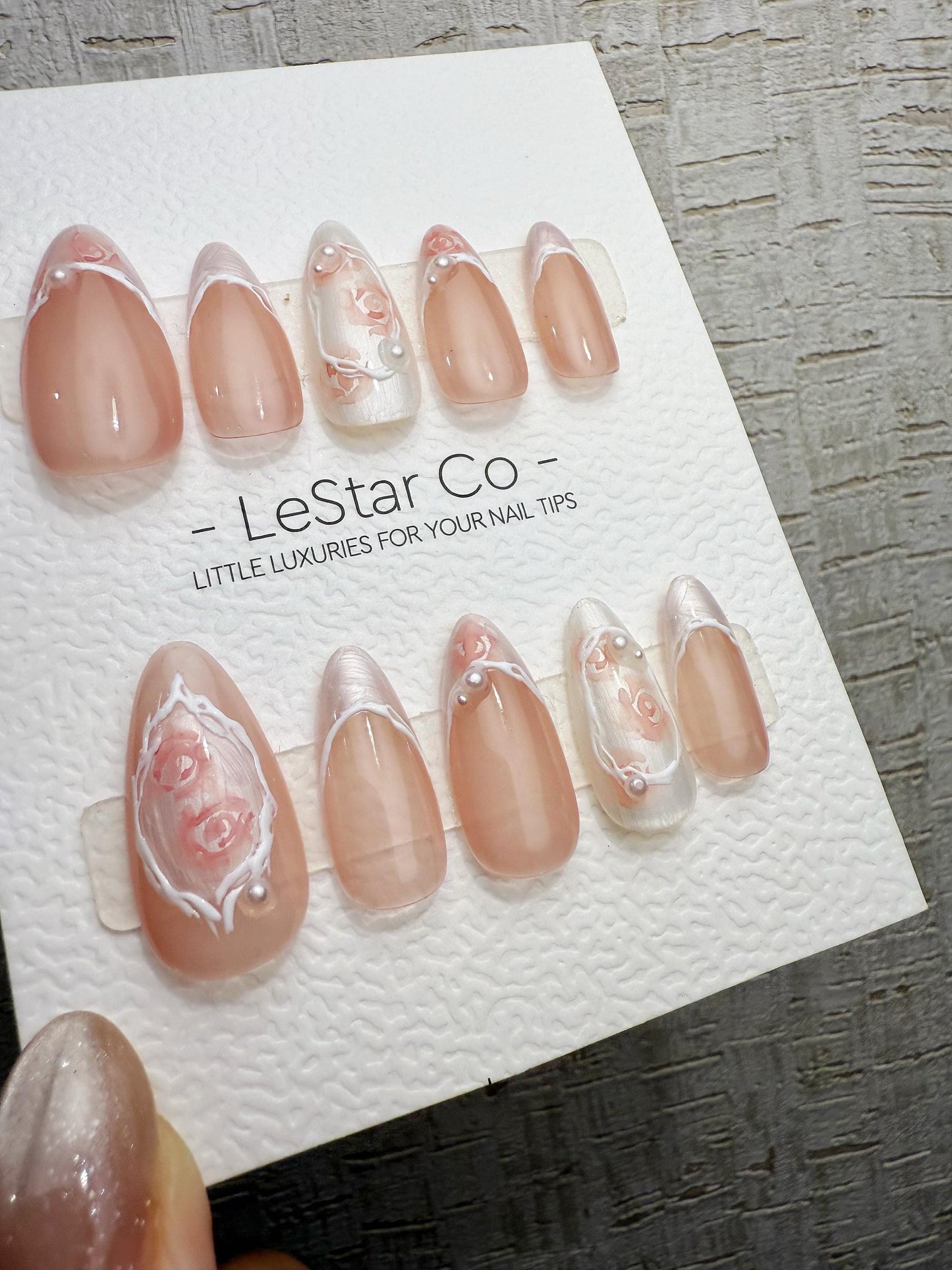 Reusable Soft Bridal Bloom | Handmade Press On Gel Acrylic Nails | 4for3 Timed Offer
