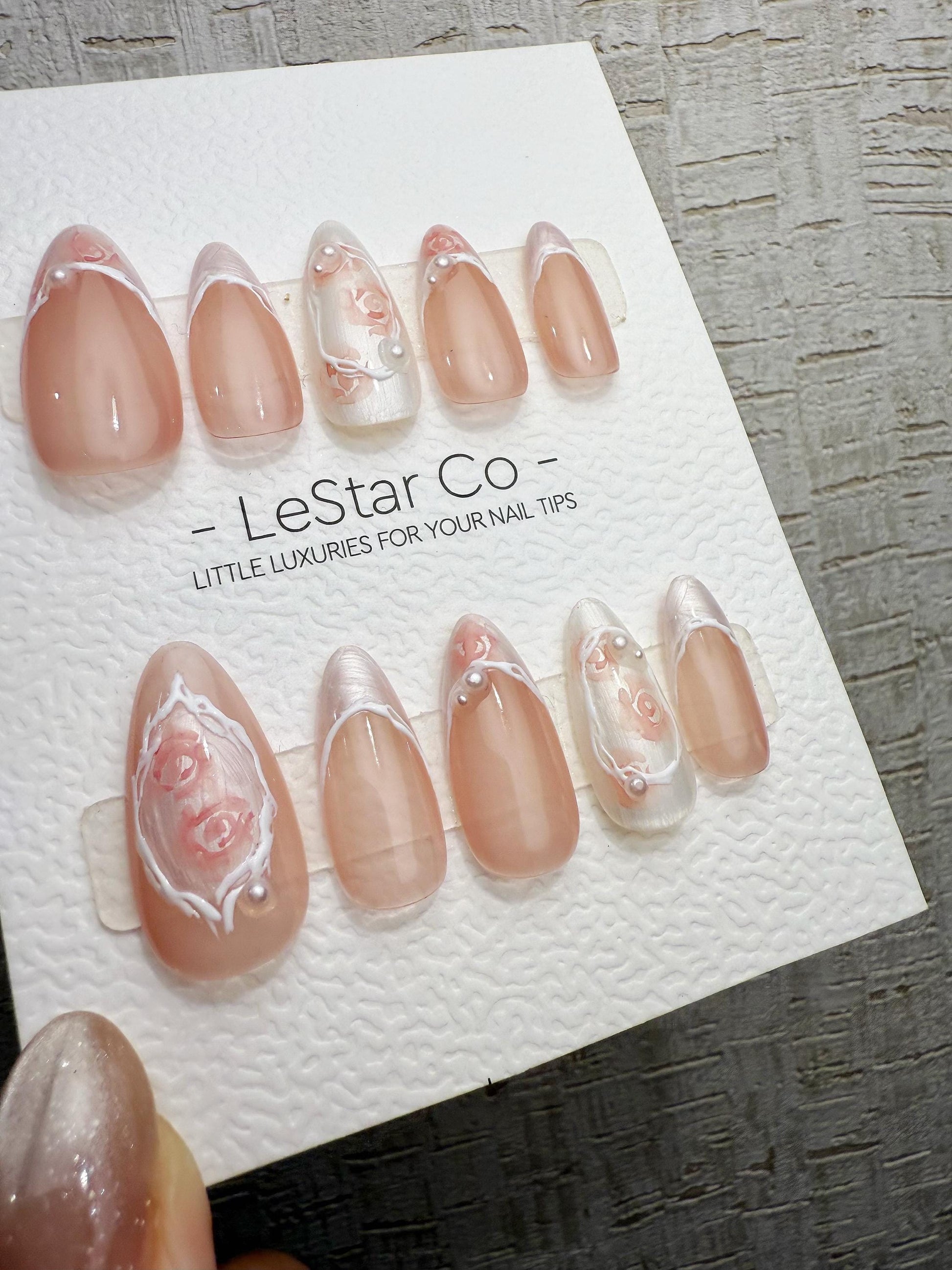 Reusable Soft Bridal Bloom | Handmade Press On Gel Acrylic Nails | 4for3 Timed Offer
