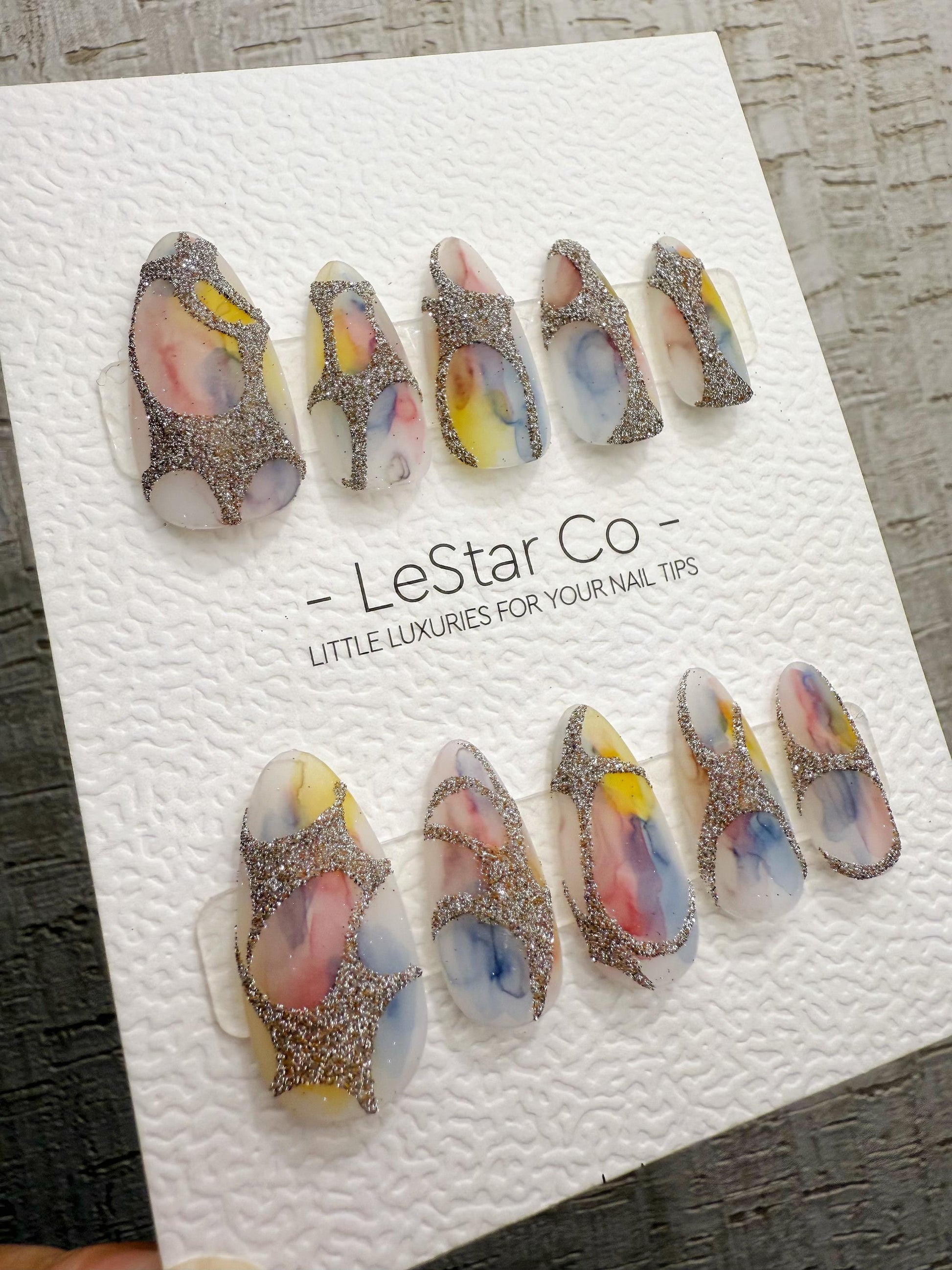 Handmade Press On Golden Vein Water Color 4for3 Timed Offer