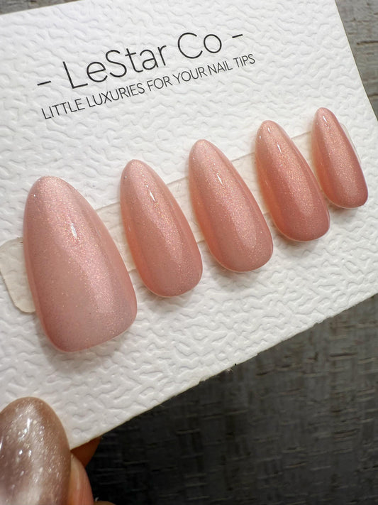 Reusable Blush Silk Shine | Handmade Press On Gel Acrylic Nails | 4for3 Timed Offer