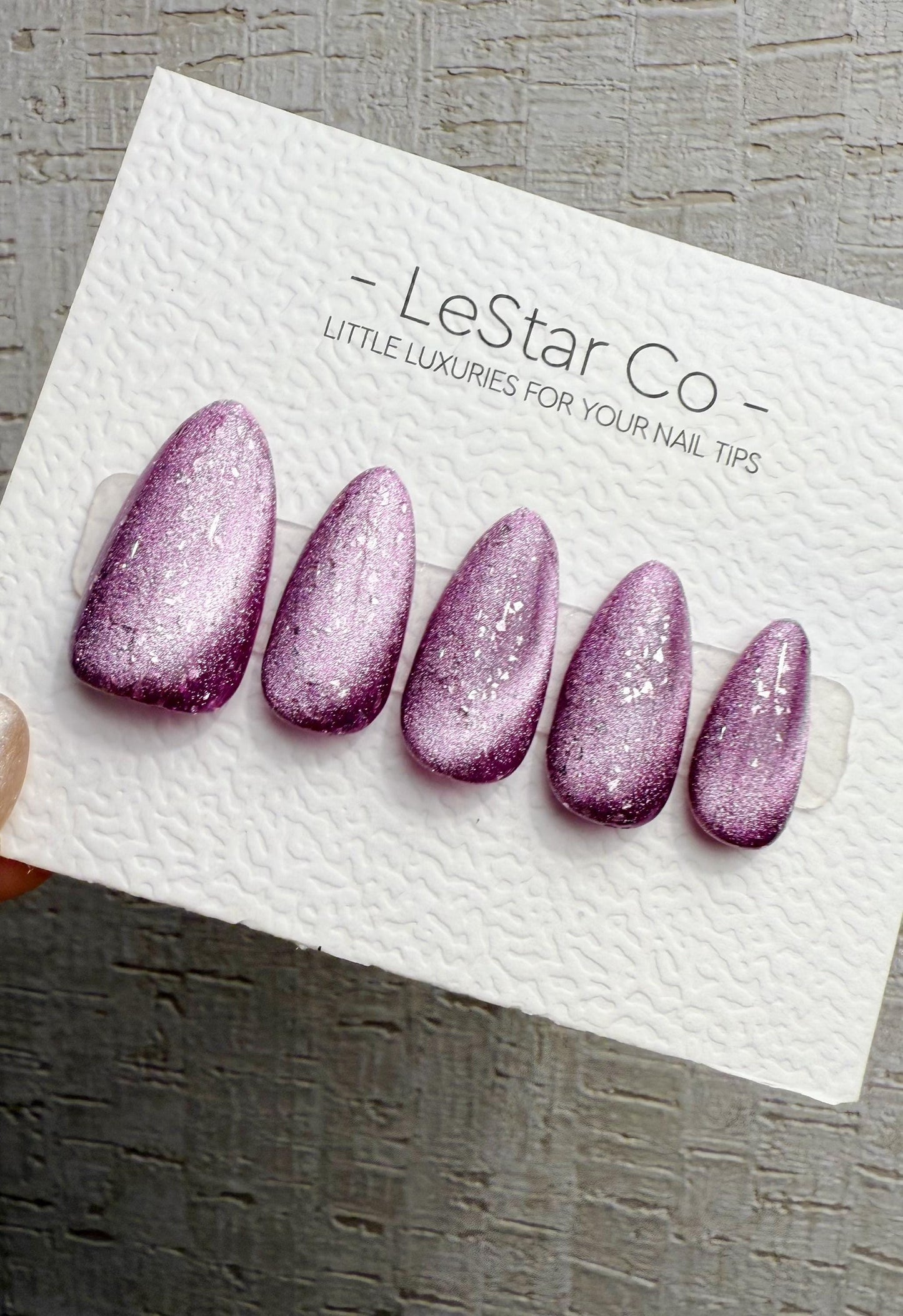 Reusable Plum Galaxy Glow | Handmade Press On Gel Acrylic Nails | 4for3 Timed Offer