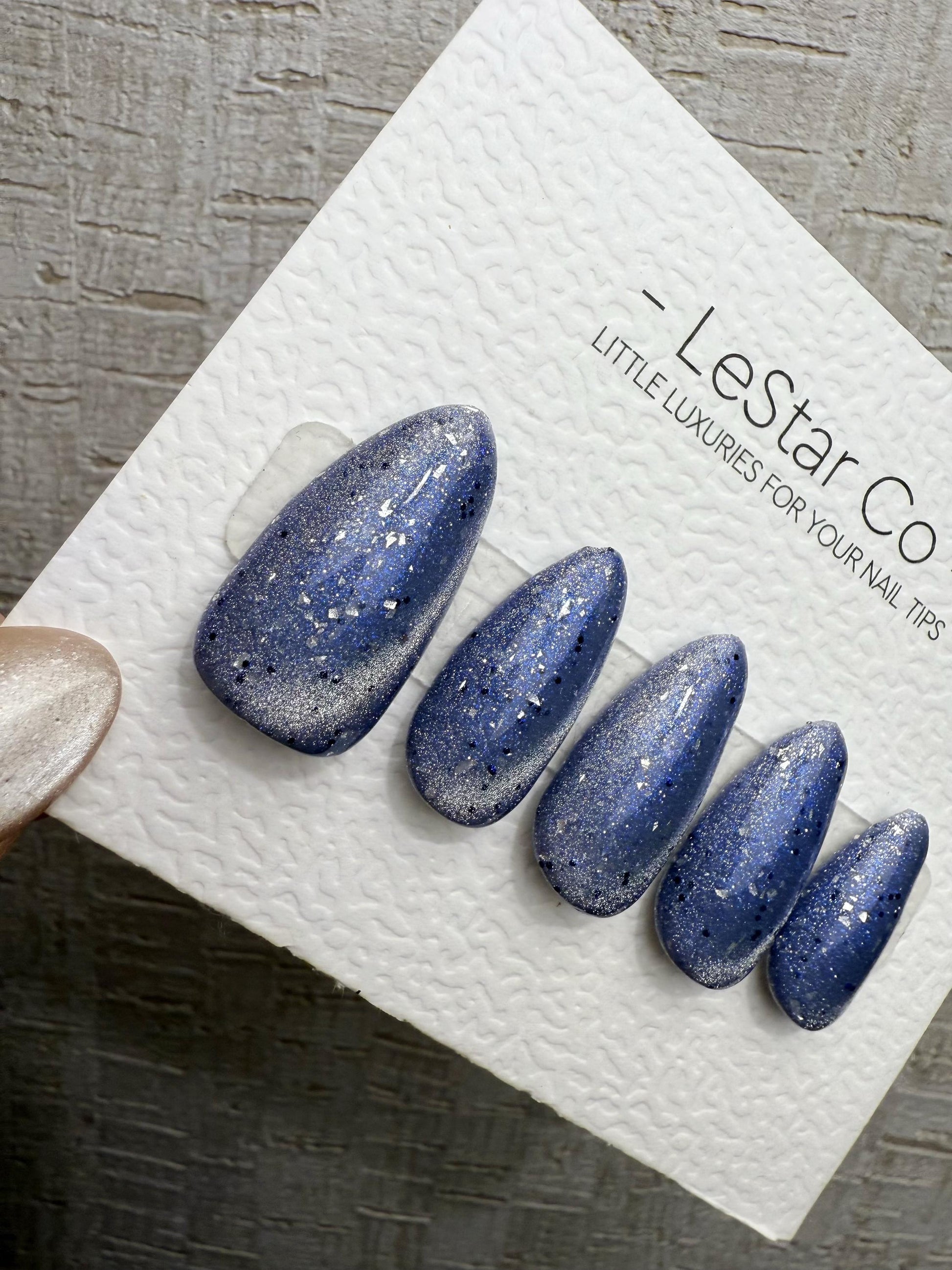 Reusable Ice Nebula Glow Cat Eye | Handmade Press On Gel Acrylic Nails