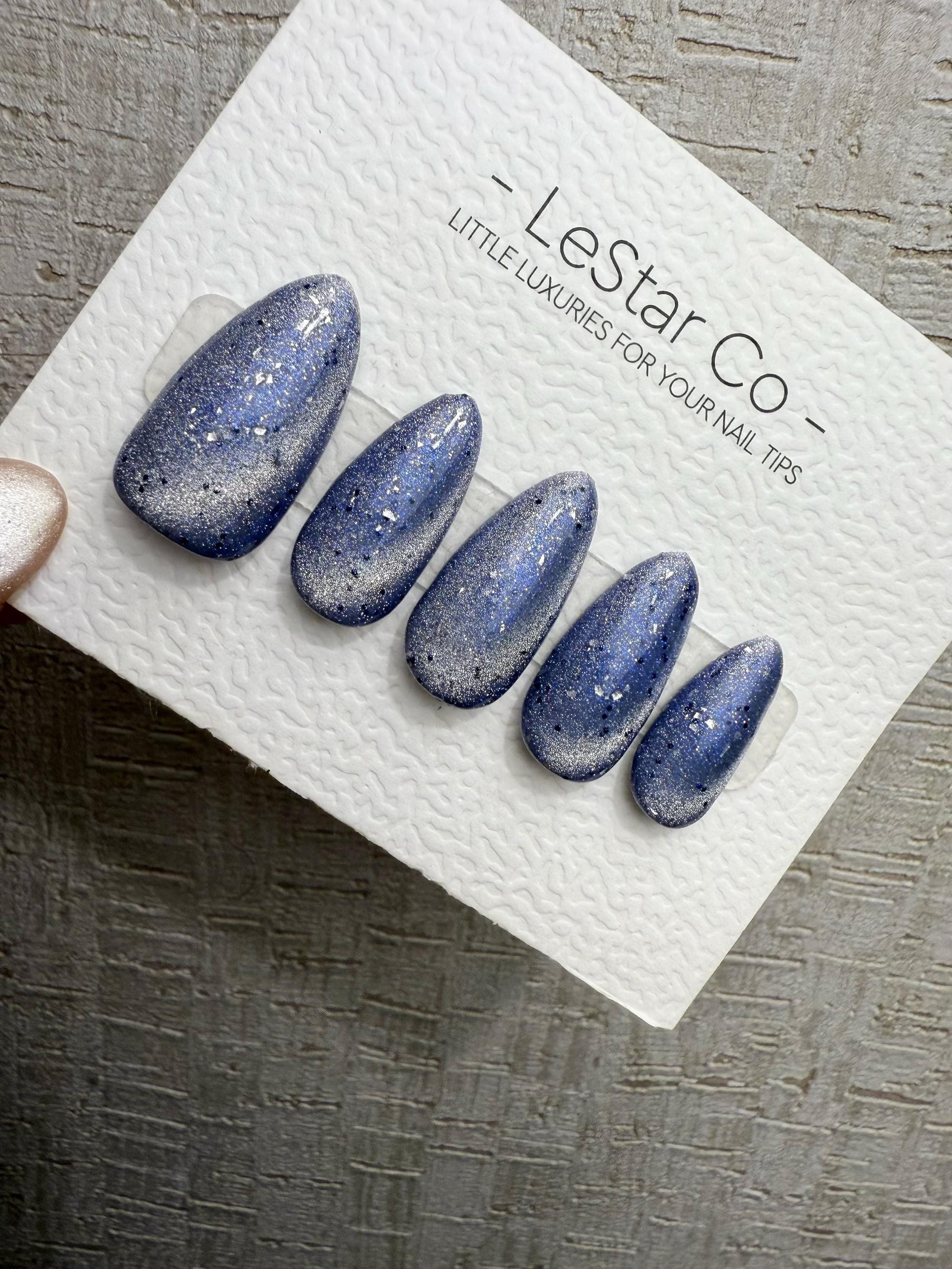 Reusable Ice Nebula Glow Cat Eye | Handmade Press On Gel Acrylic Nails