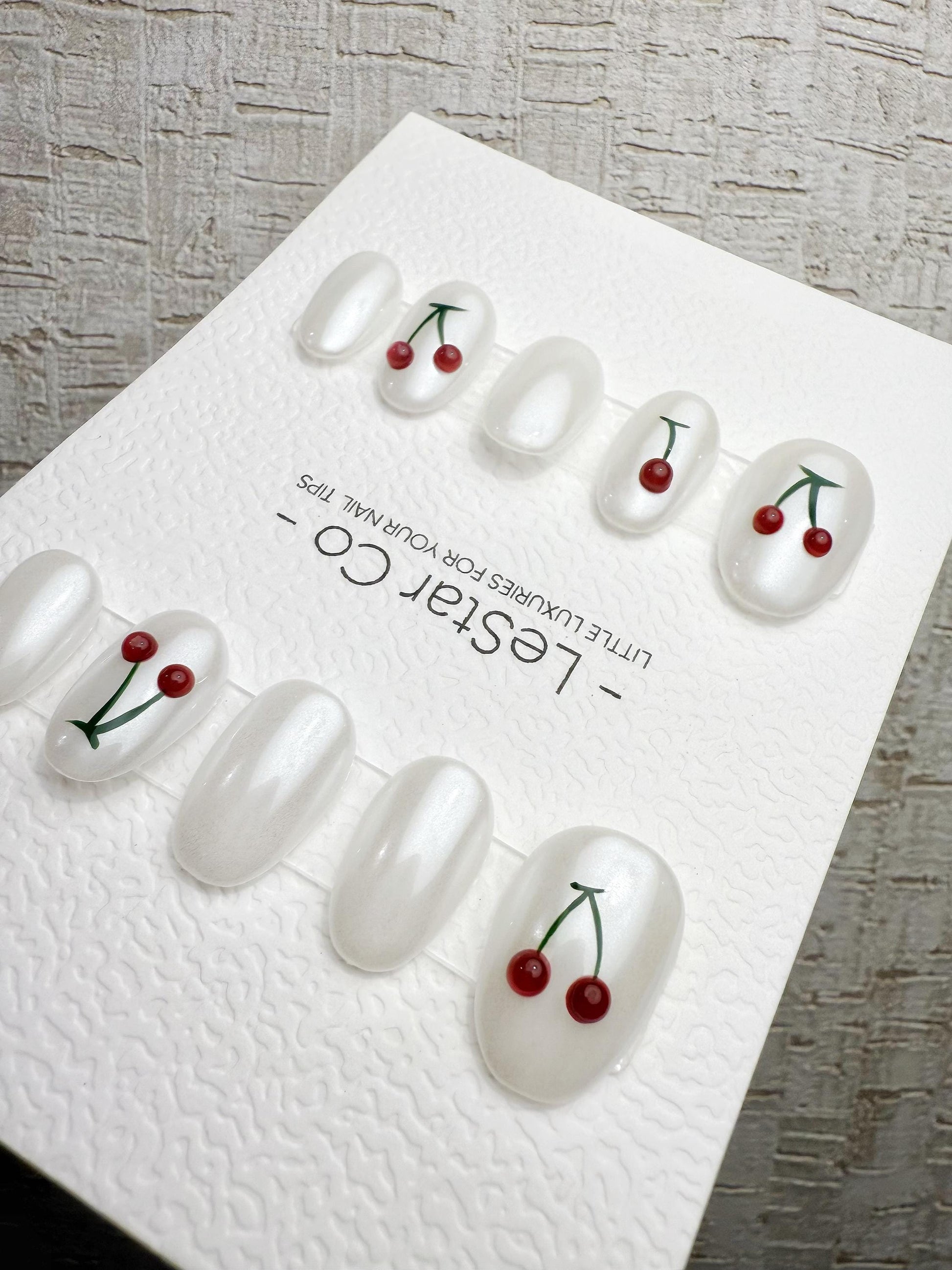 Handmade Press On Cherry Milk Minimal Gel Acrylic Nails 4for3 Timed Offer