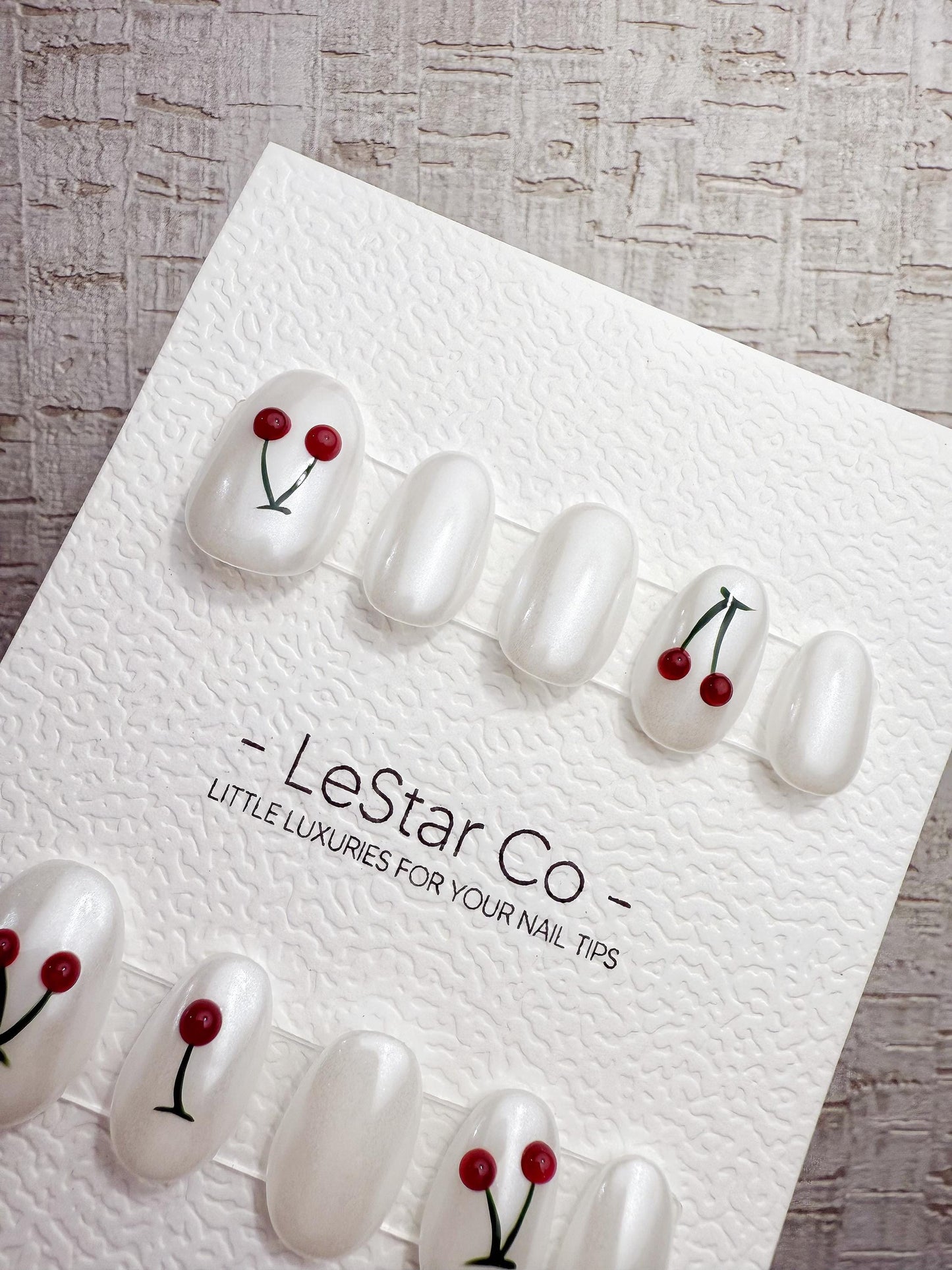 Handmade Press On Cherry Milk Minimal Gel Acrylic Nails 4for3 Timed Offer