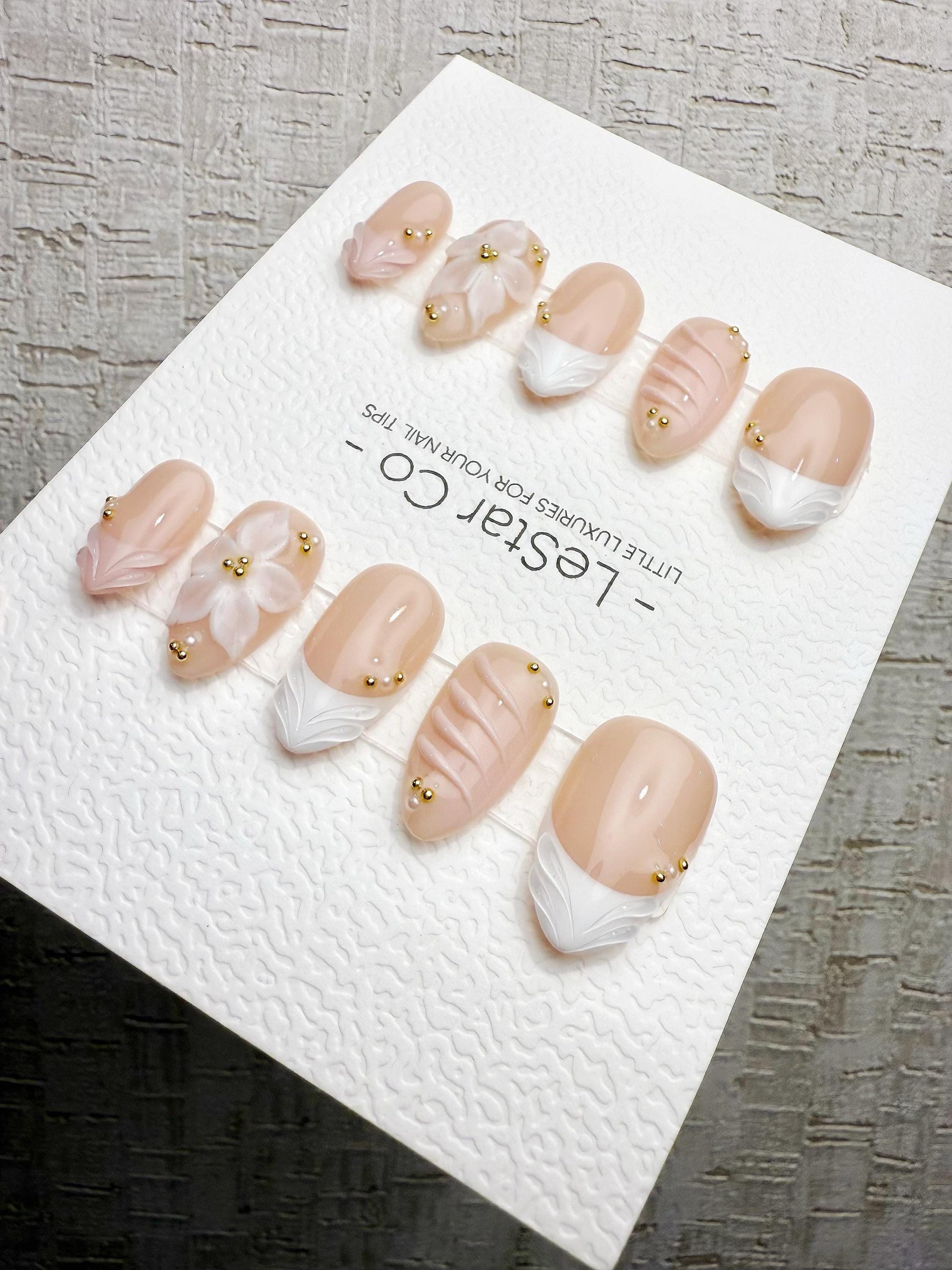 Handmade Press On Blush Petal French Gel Acrylic Nails 4for3 Timed Offer