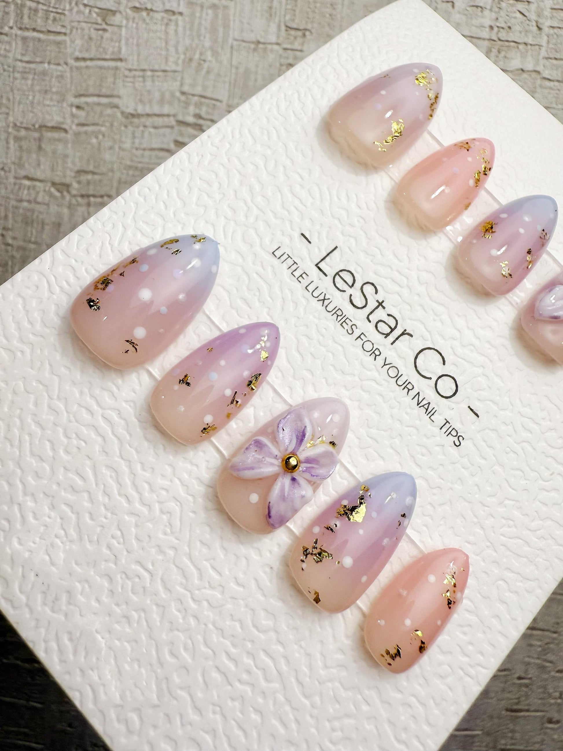 Handmade Press On Lavender Fairy Dust Gel Nails 4for3 Timed Offer