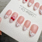 Handmade Press On Cherry Dot French Gel Acrylic Nails 4for3 Timed Offer