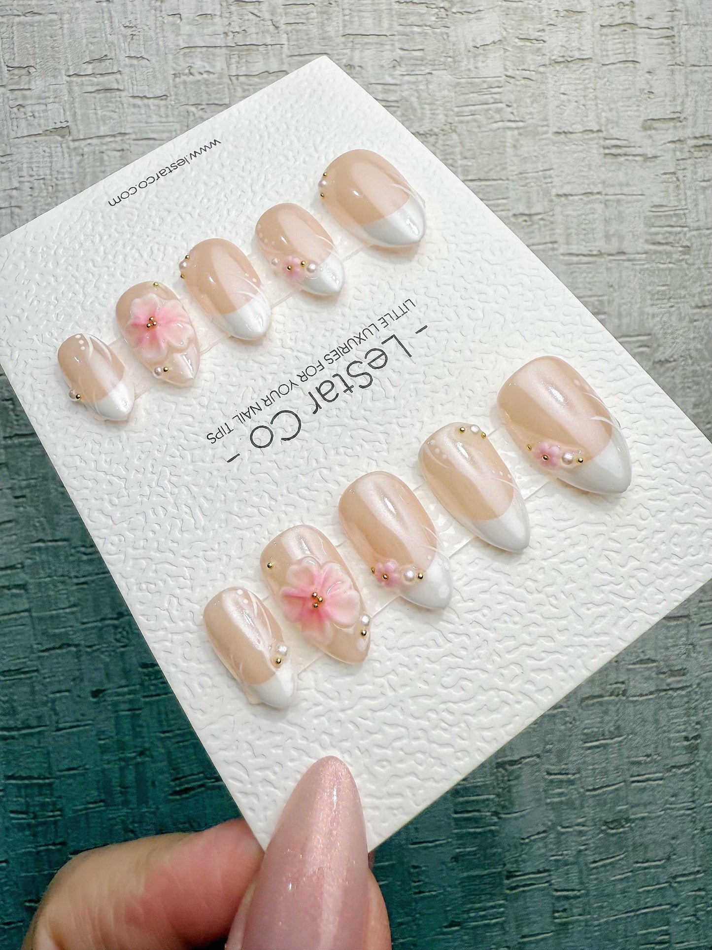 Handmade Press On Creamy Bloom Tips Gel Acrylic Nails 4for3 Timed Offer