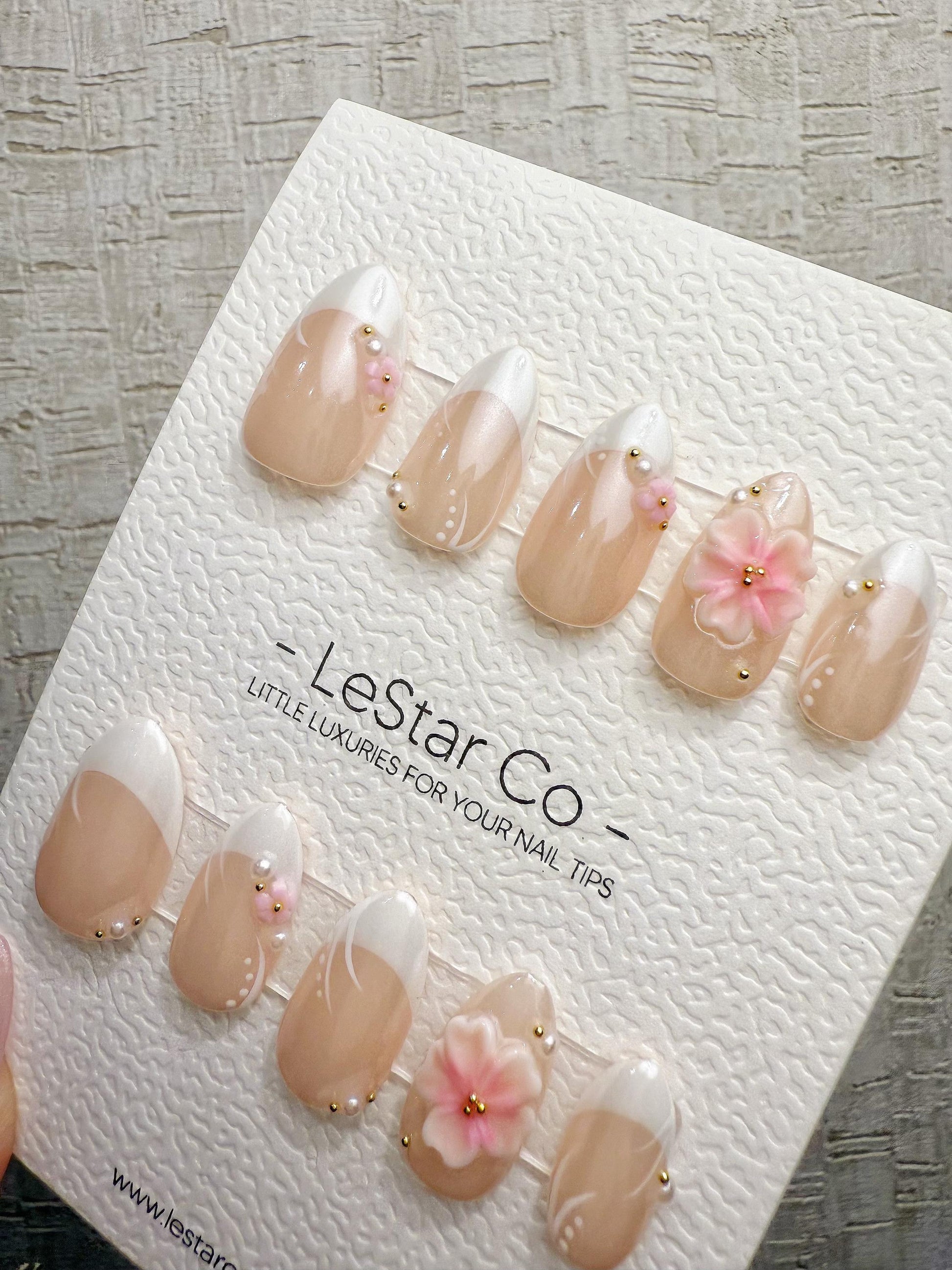 Handmade Press On Creamy Bloom Tips Gel Acrylic Nails 4for3 Timed Offer