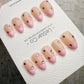 Handmade Press On Blush Gem French Gel Acrylic Nails 4for3 Timed Offer