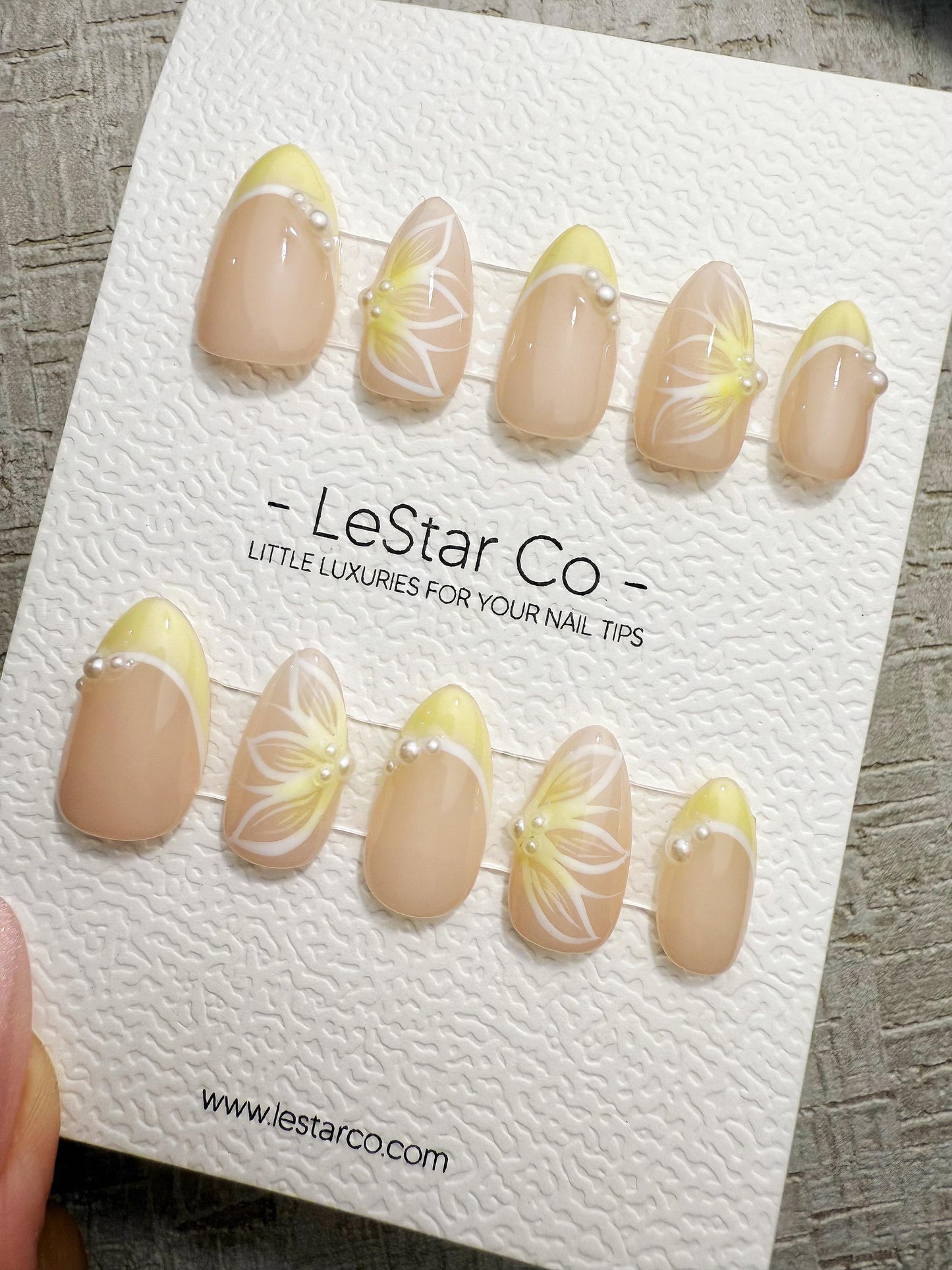 Handmade Press On Soft Yellow Petal French Gel Acrylic Nails 4for3 Timed Offer