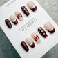 Handmade Press On Burgundy Polka French Gel Acrylic Nails 4for3 Timed Offer