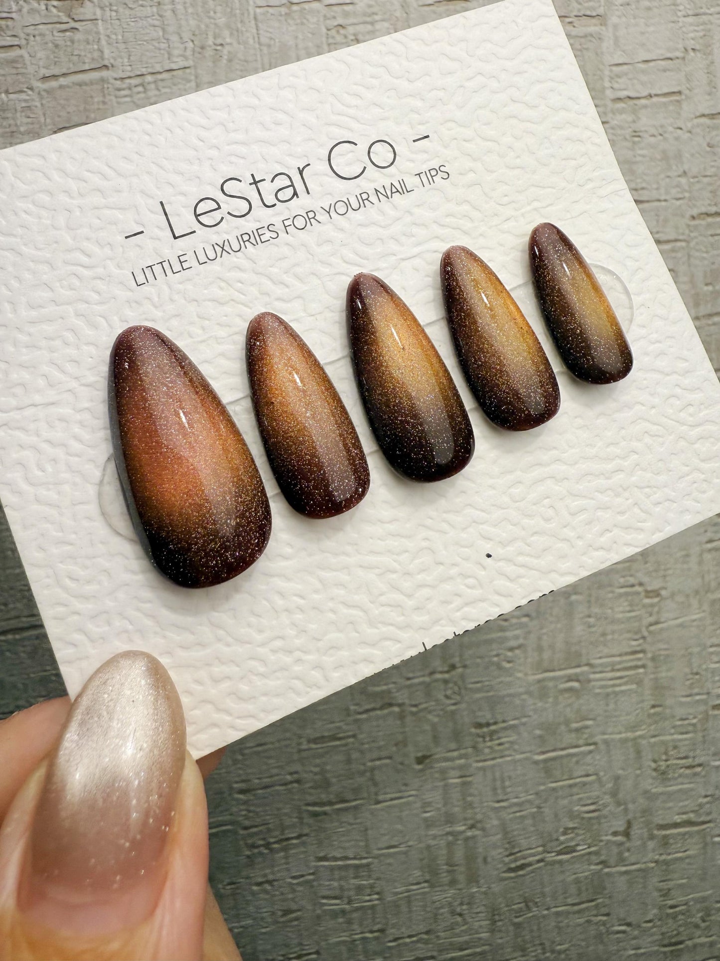 Handmade Press On Molten Bronze Glow Gel Acrylic Nails 4for3 Timed Offer