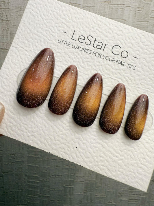 Handmade Press On Molten Bronze Glow Gel Acrylic Nails 4for3 Timed Offer