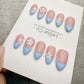 Handmade Press On Blue Blossom French Gel Acrylic Nails 4for3 Timed Offer