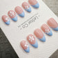 Handmade Press On Blue Blossom French Gel Acrylic Nails 4for3 Timed Offer