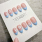 Handmade Press On Blue Blossom French Gel Acrylic Nails 4for3 Timed Offer