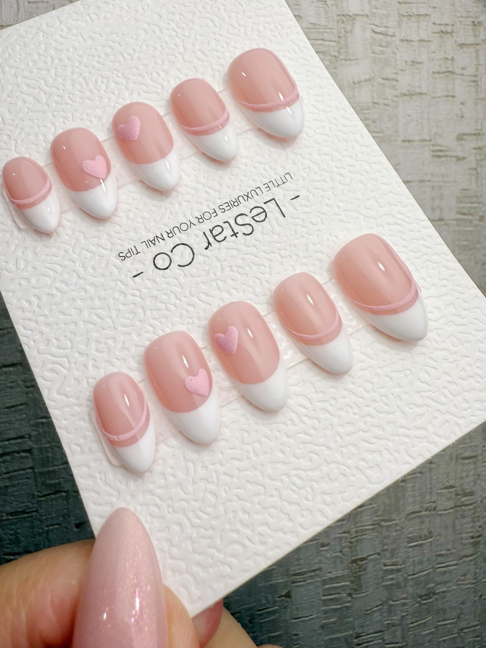 Handmade Press On Sweetheart French Tips Gel Acrylic Nails 4for3 Timed Offer