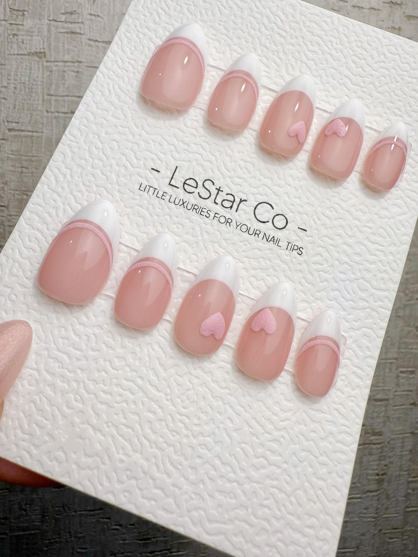 Handmade Press On Sweetheart French Tips Gel Acrylic Nails 4for3 Timed Offer