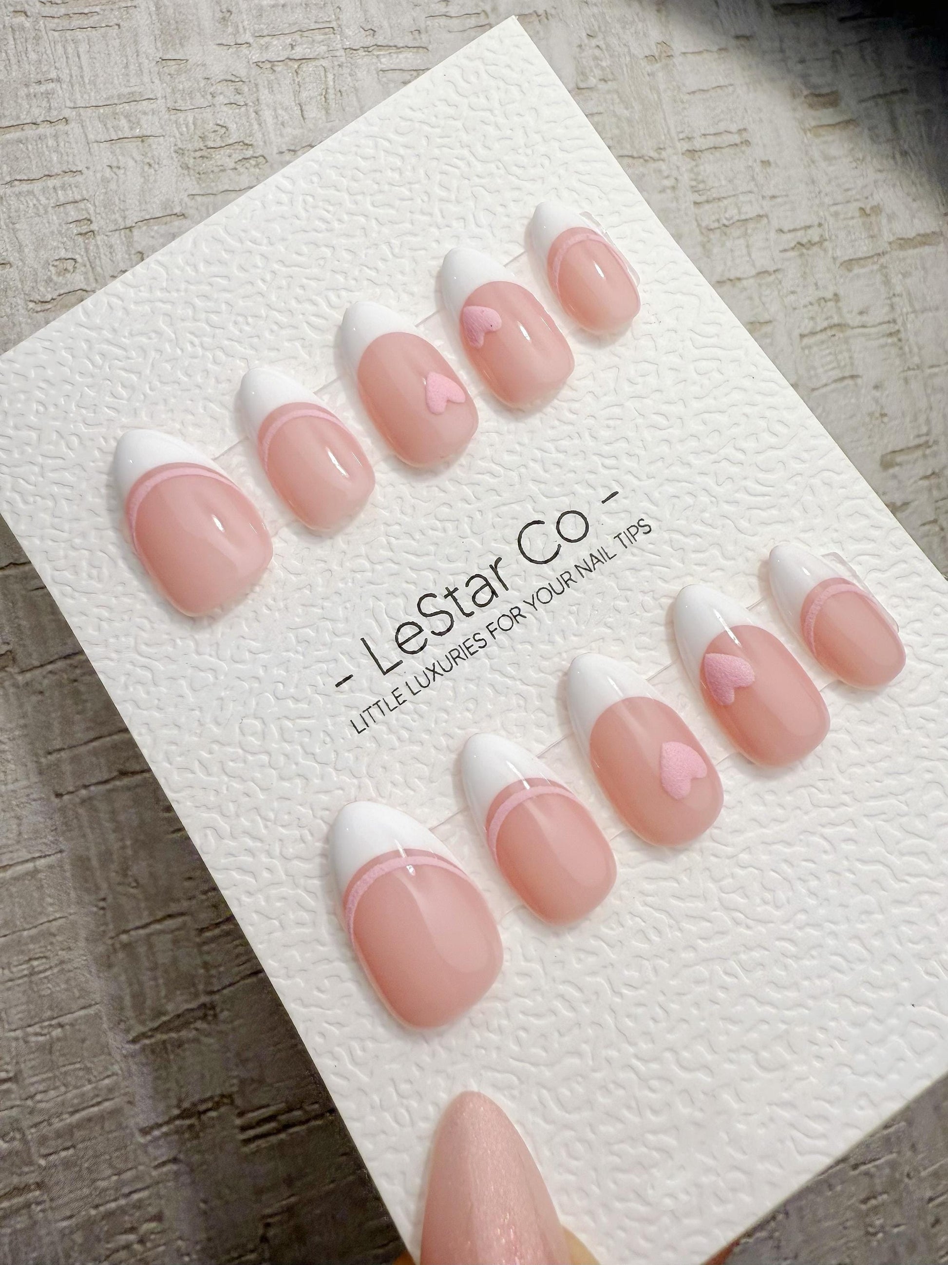 Handmade Press On Sweetheart French Tips Gel Acrylic Nails 4for3 Timed Offer