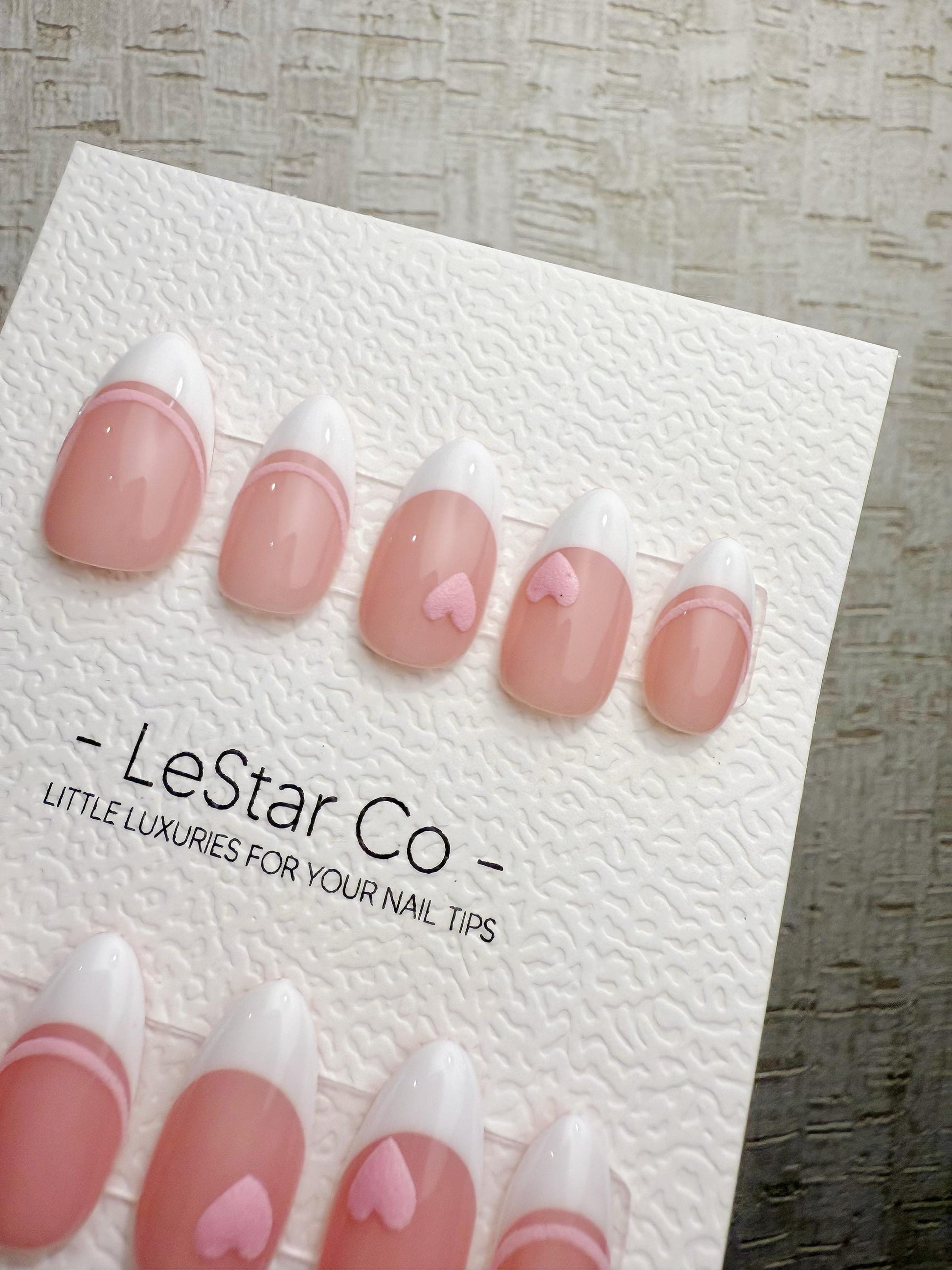 Handmade Press On Sweetheart French Tips Gel Acrylic Nails 4for3 Timed Offer