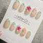 Handmade Press On Mint Tropic Bloom Gel Acrylic Nails 4for3 Timed Offer
