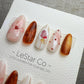 Handmade Press On Rose Tea Marble Gel Nails 4for3 Timed Offer