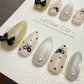 Handmade Press On Milk Ribbon Dots Gel Nails 4for3 Timed Offer