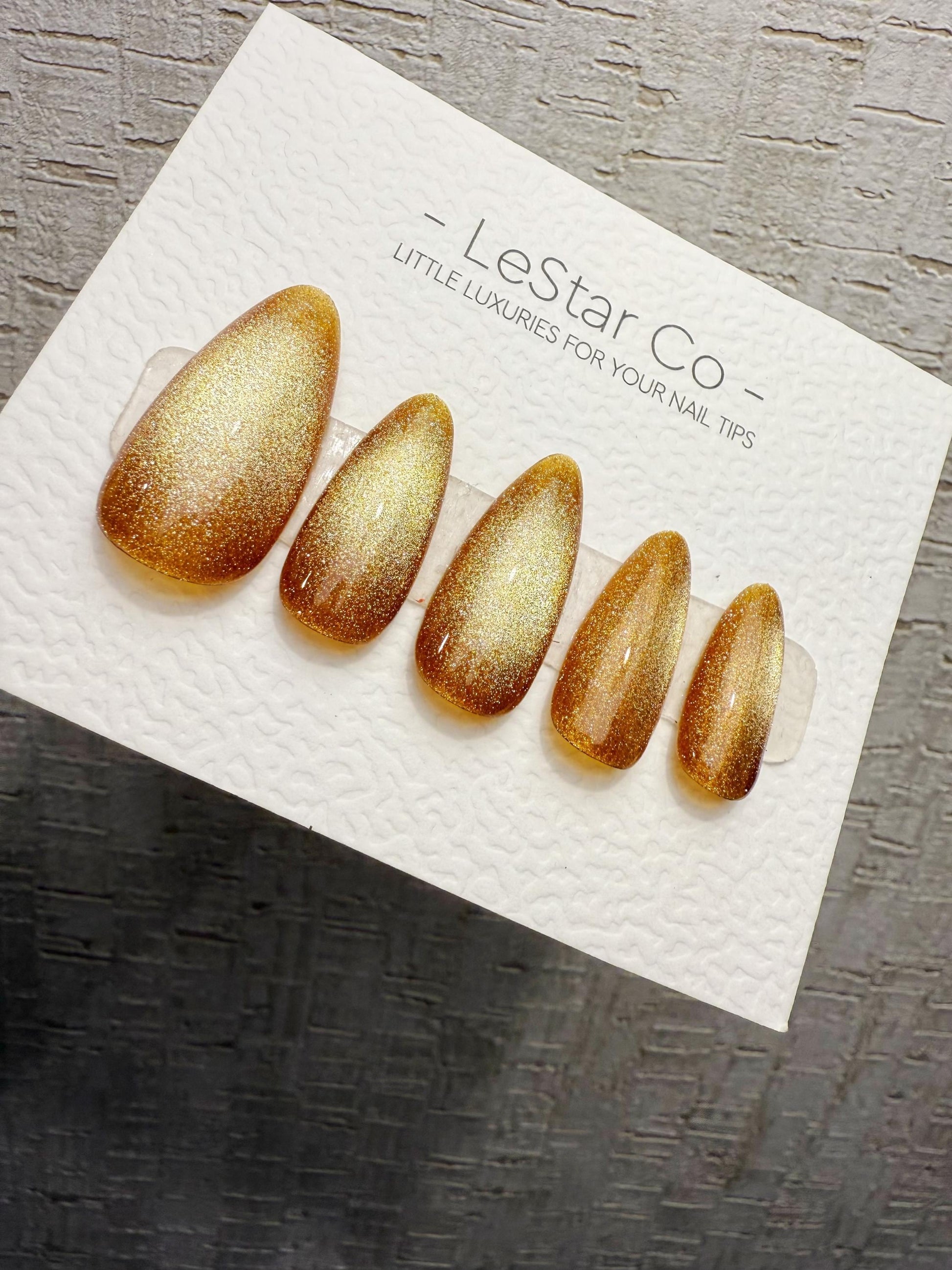 Handmade Press On Champagne Amber Cat Eye Gel Acrylic Nails 4for3 Timed Offer