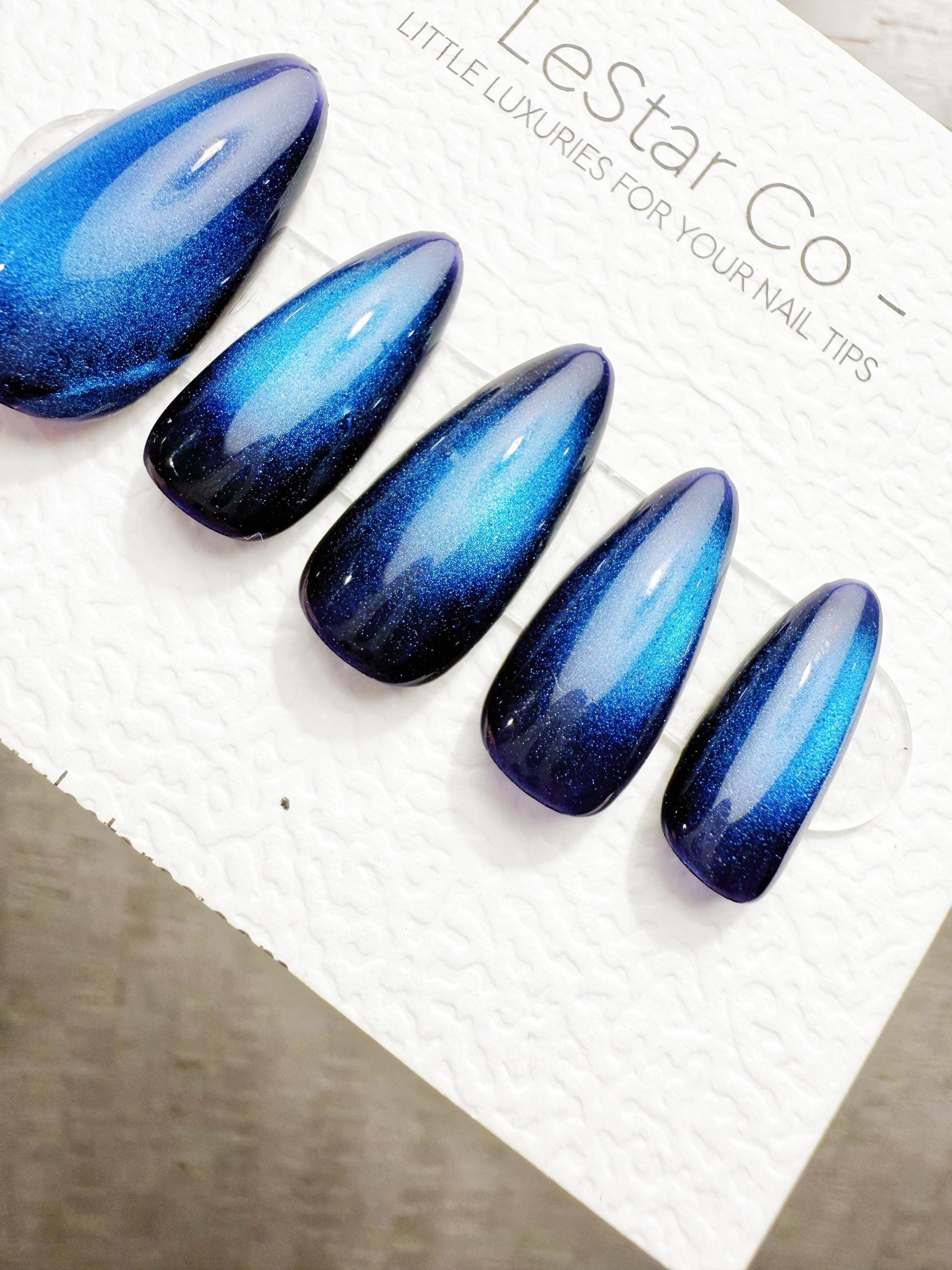 Handmade Press On Ocean Beam Cat Eye Gel Acrylic Nails 4for3 Timed Offer