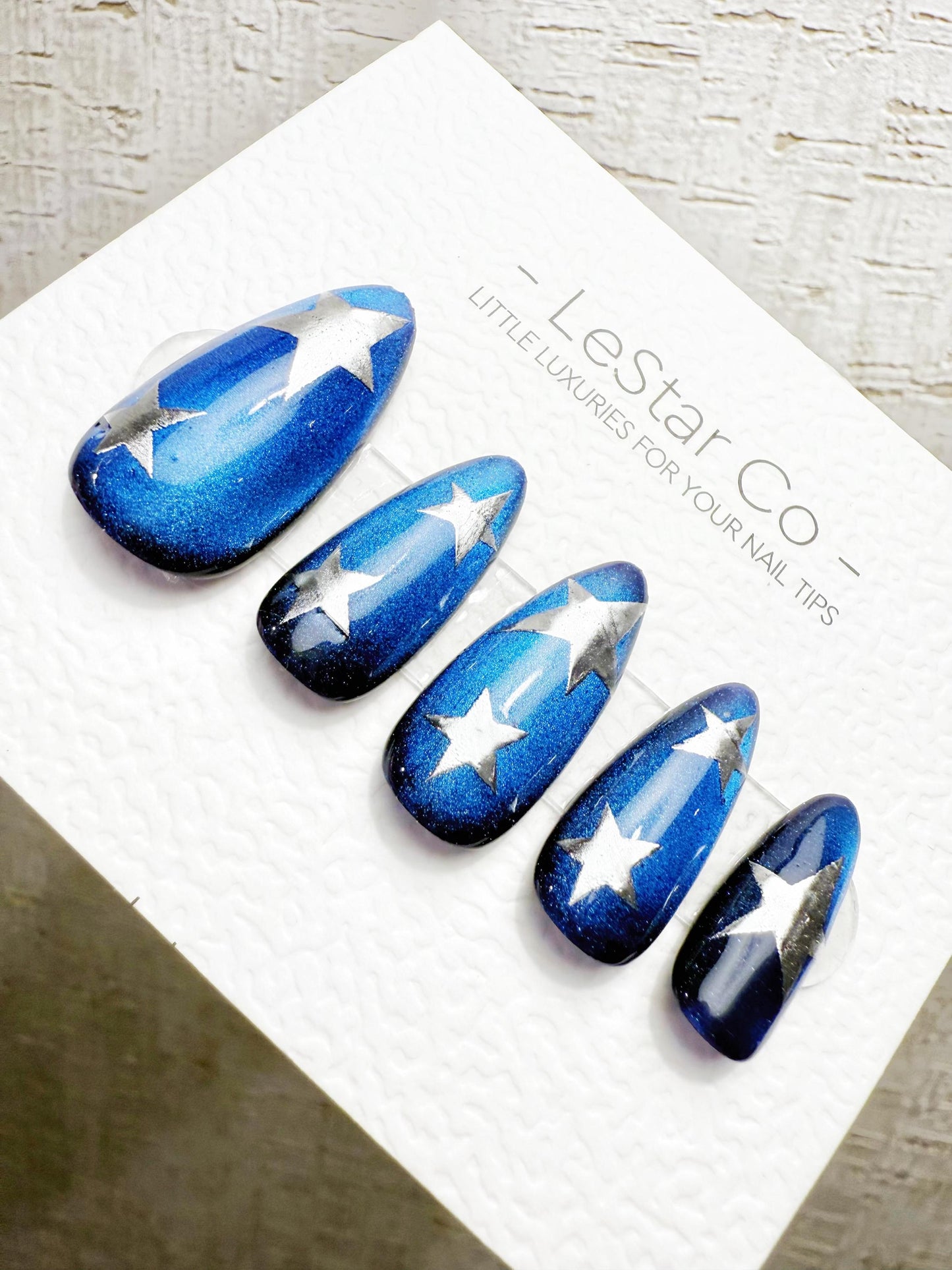 Handmade Press On Starry Ocean Beam Cat Eye Gel Nails 4for3 Timed Offer