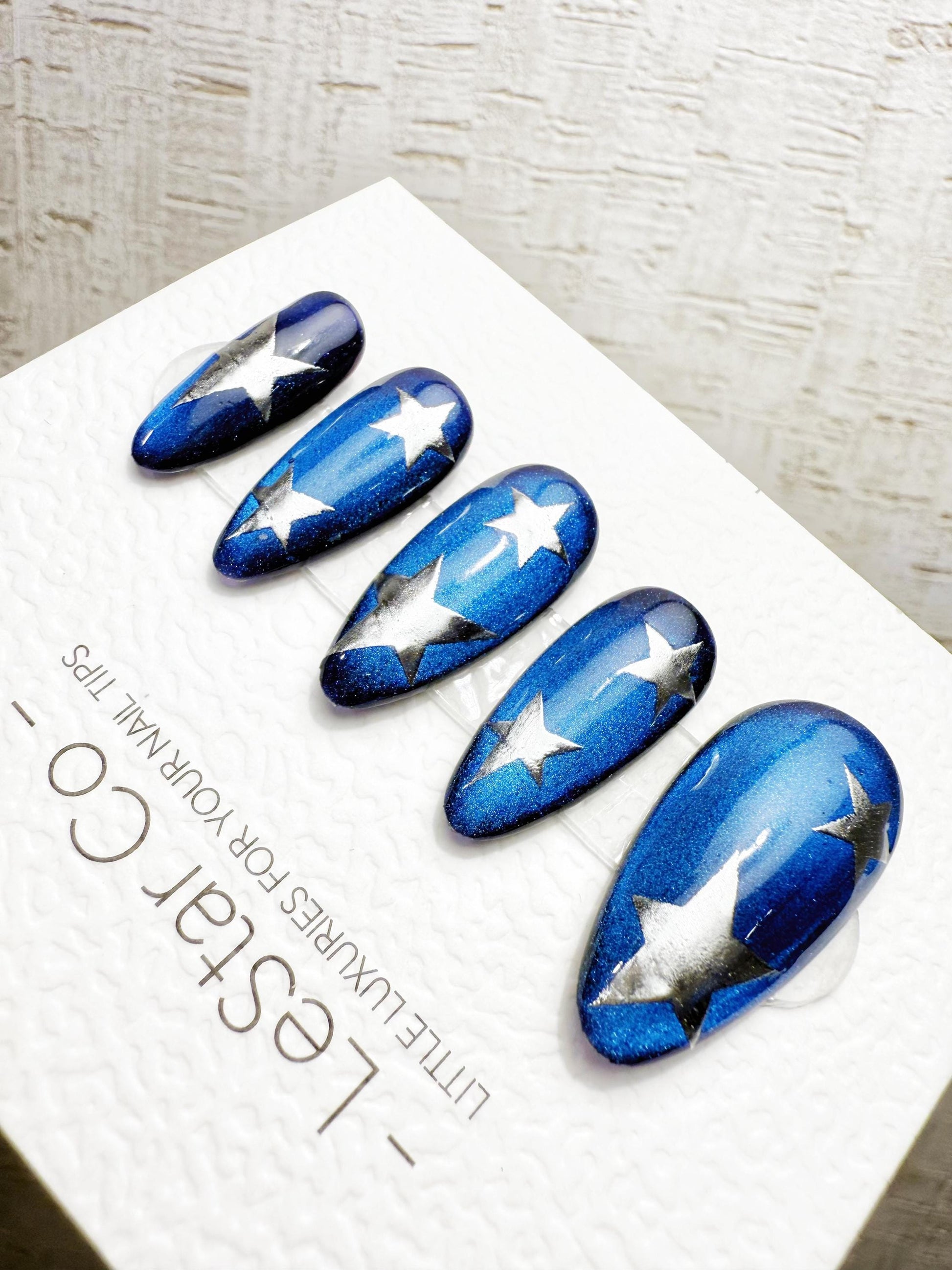 Handmade Press On Starry Ocean Beam Cat Eye Gel Nails 4for3 Timed Offer