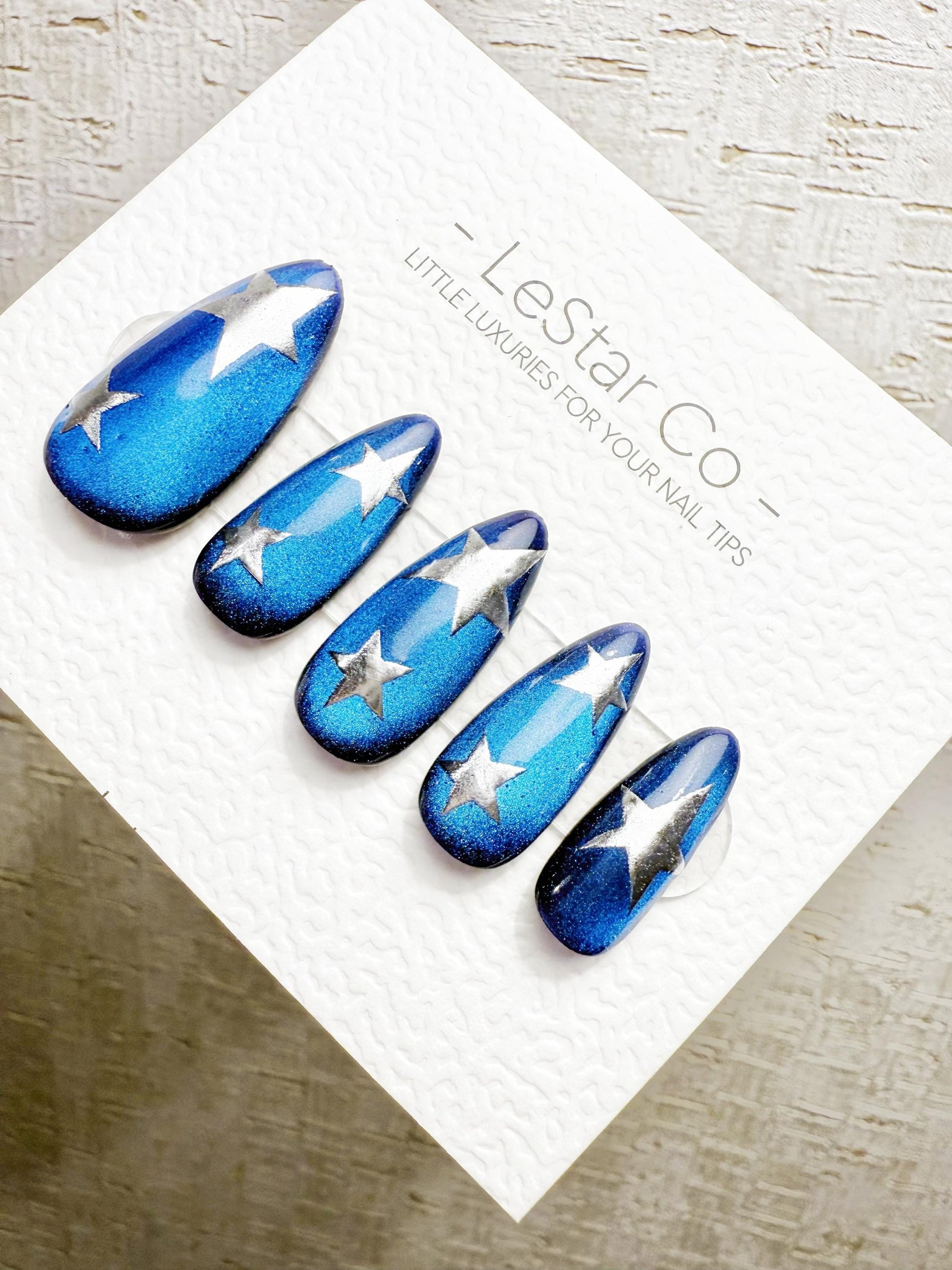 Handmade Press On Starry Ocean Beam Cat Eye Gel Nails 4for3 Timed Offer