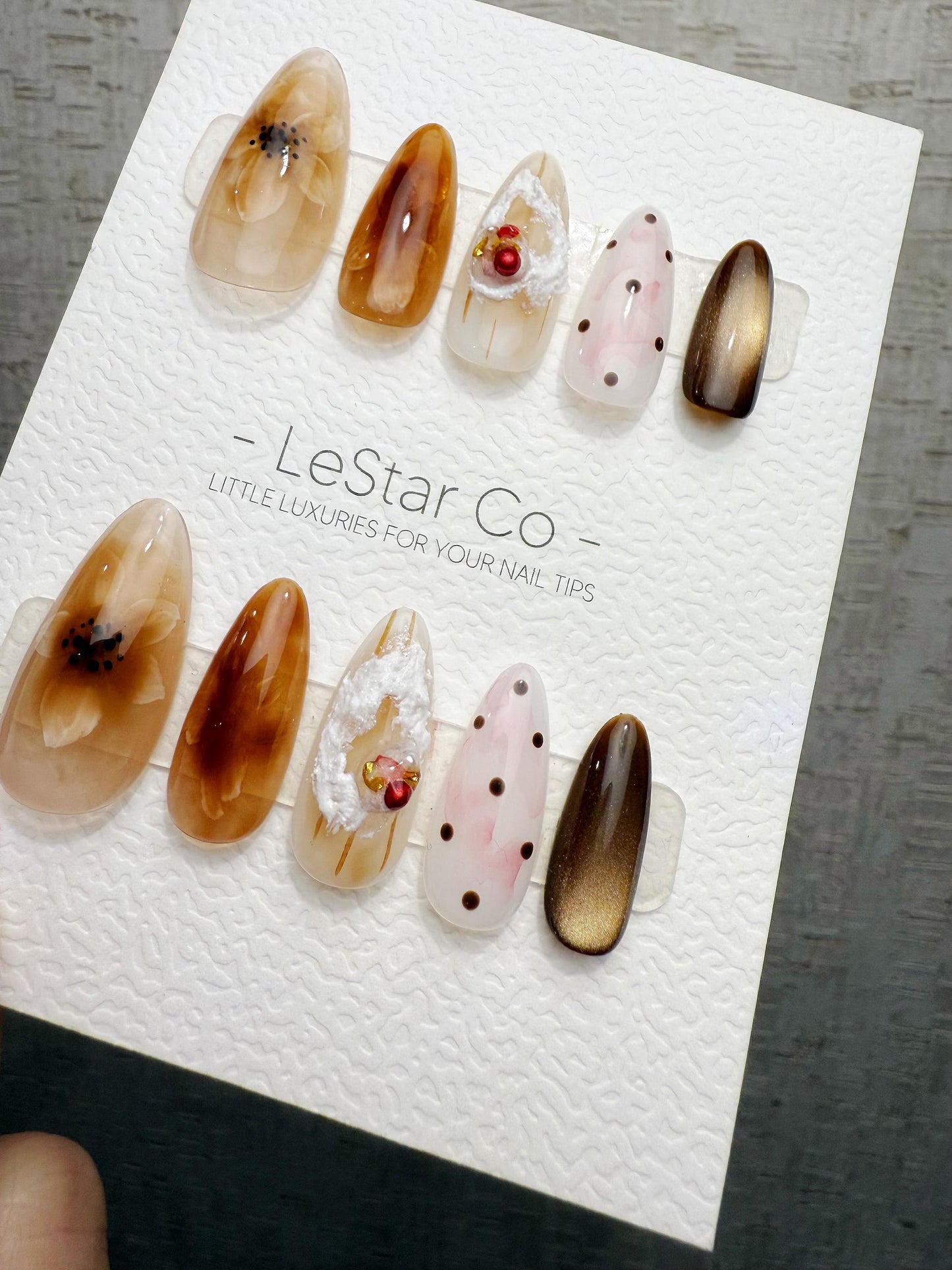 Handmade Press On Amber Dessert Nails Gel Acrylic Nails 4for3 Timed Offer