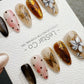 Handmade Press On Amber Ink Bloom Nails Gel Acrylic Nails 4for3 Timed Offer