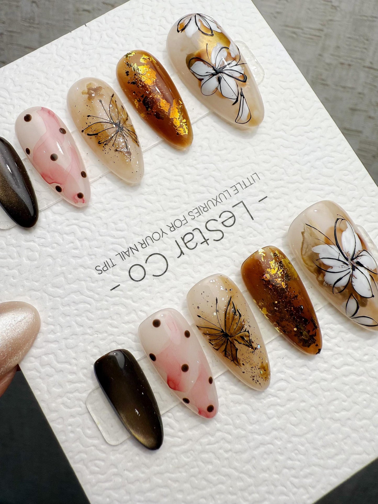 Handmade Press On Amber Ink Bloom Nails Gel Acrylic Nails 4for3 Timed Offer