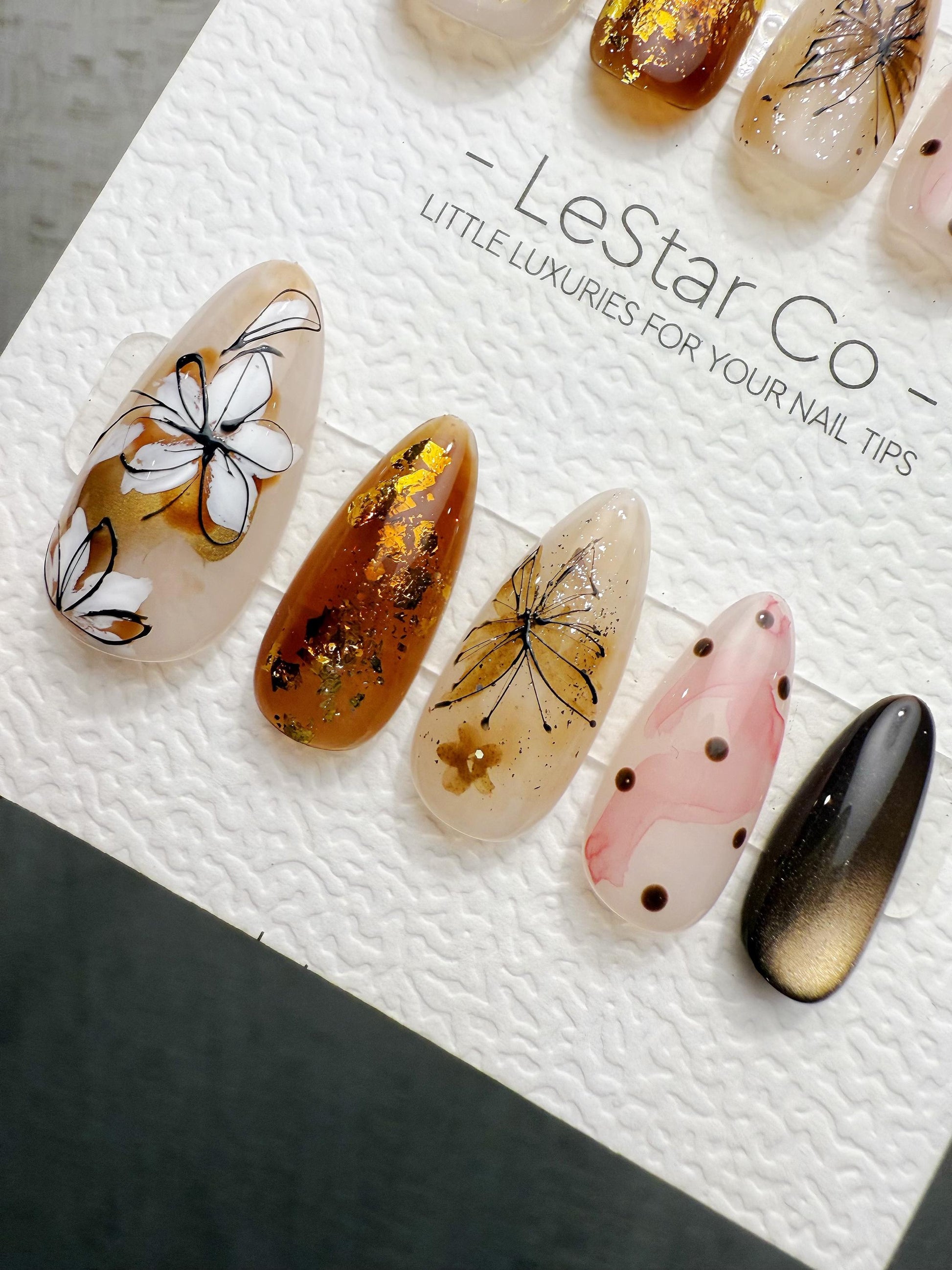 Handmade Press On Amber Ink Bloom Nails Gel Acrylic Nails 4for3 Timed Offer