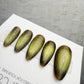 Handmade Press On Aurora Olive Cat Eye Gel Nails 4for3 Timed Offer