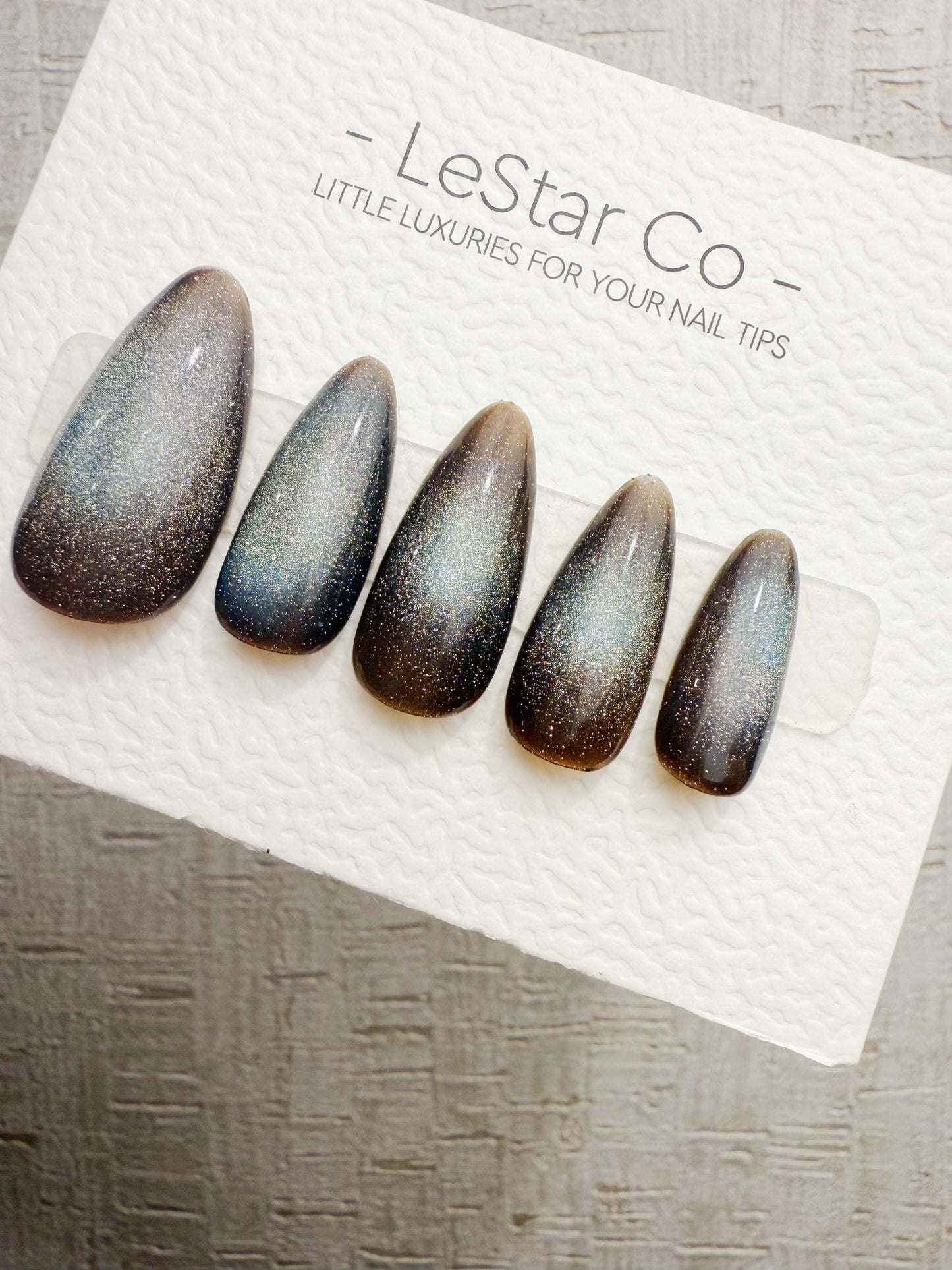 Handmade Press On Cobalt Smoke Cat Eye Gel Nails 4for3 Timed Offer