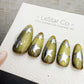 Handmade Press On Aurora Olive Star Cat Eye Gel Nails 4for3 Timed Offer