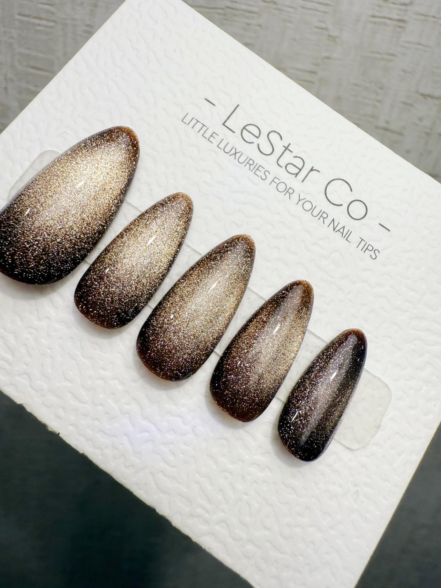 Handmade Press On Smoked Gold Cat Eye Cat Eye Gel Acrylic Nails 4for3 Timed Offer
