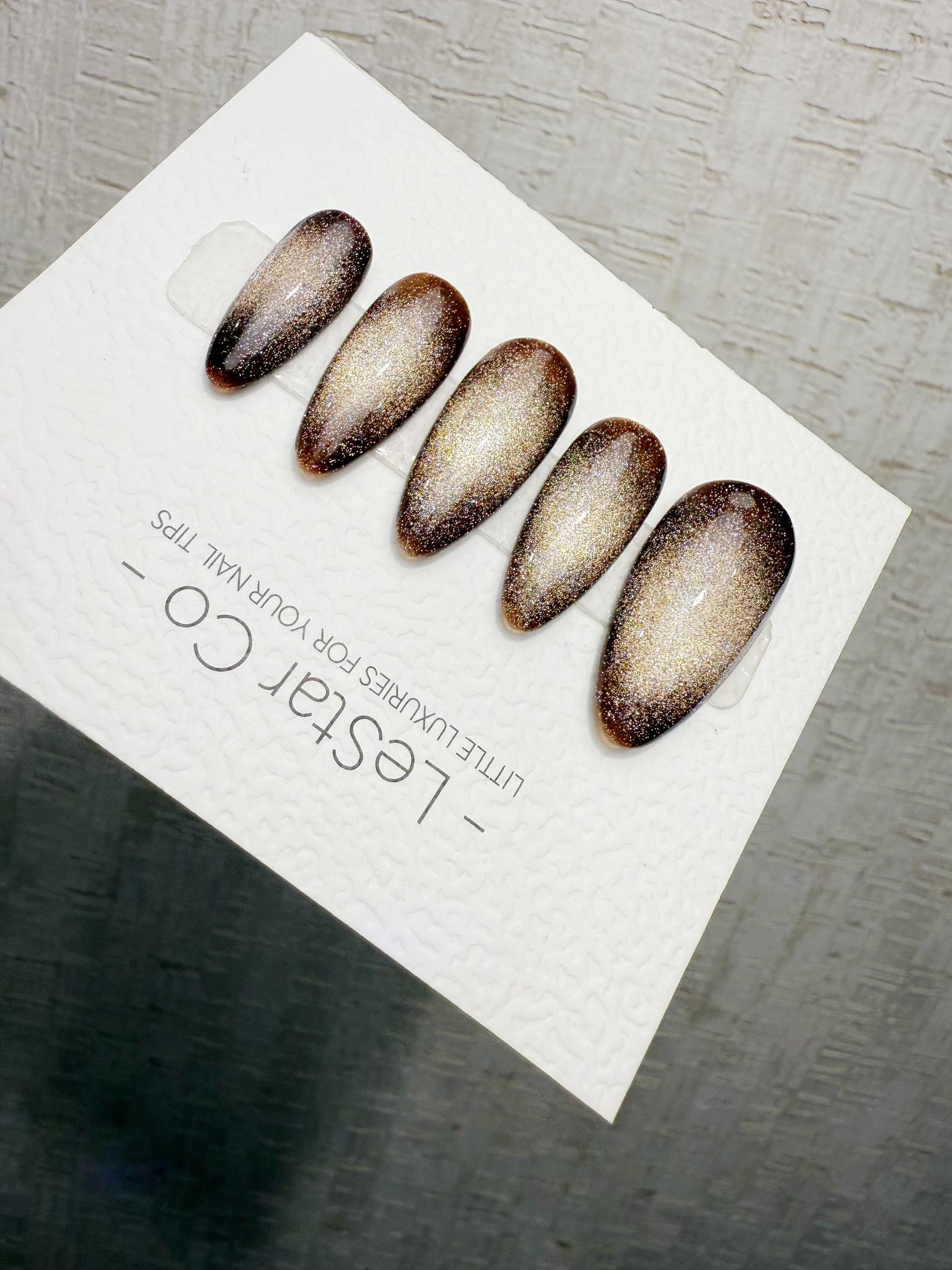 Handmade Press On Smoked Gold Cat Eye Cat Eye Gel Acrylic Nails 4for3 Timed Offer