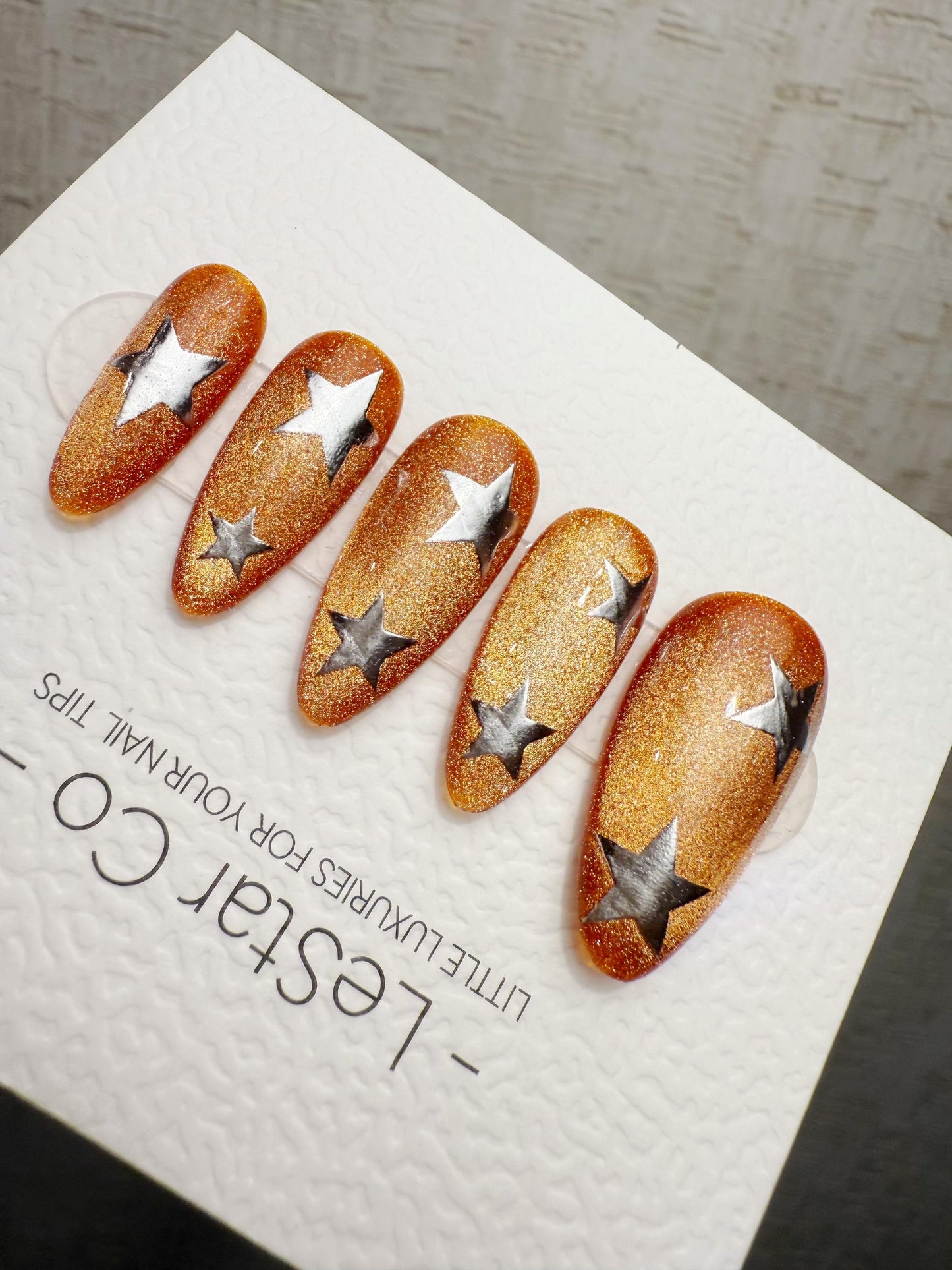 Handmade Press On Sunflare Stardust Cat Eye Gel Acrylic Nails 4for3 Timed Offer