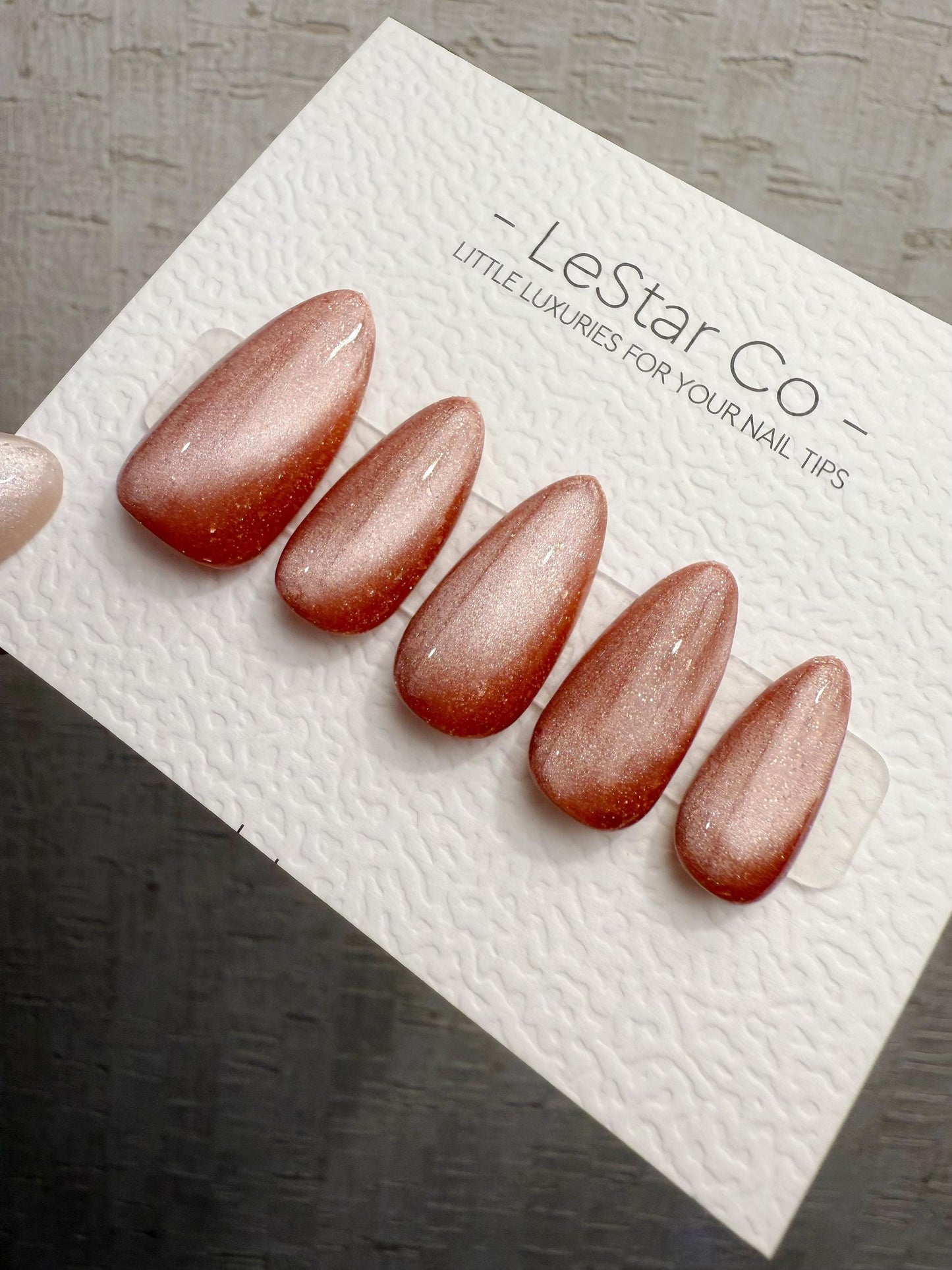 Handmade Press On Copper Flake Glow Cat Eye Gel Acrylic Nails 4for3 Timed Offer