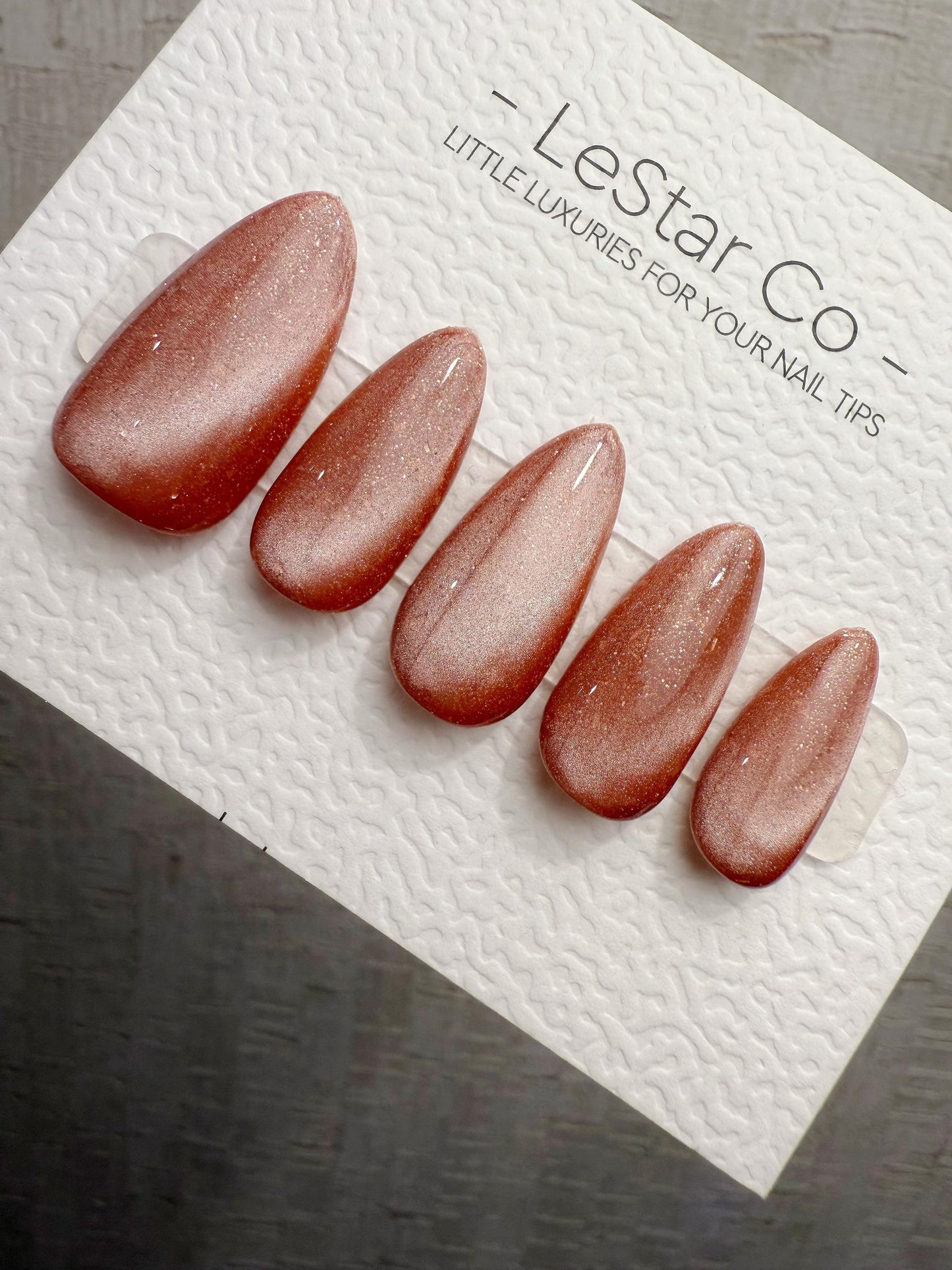 Handmade Press On Copper Flake Glow Cat Eye Gel Acrylic Nails 4for3 Timed Offer