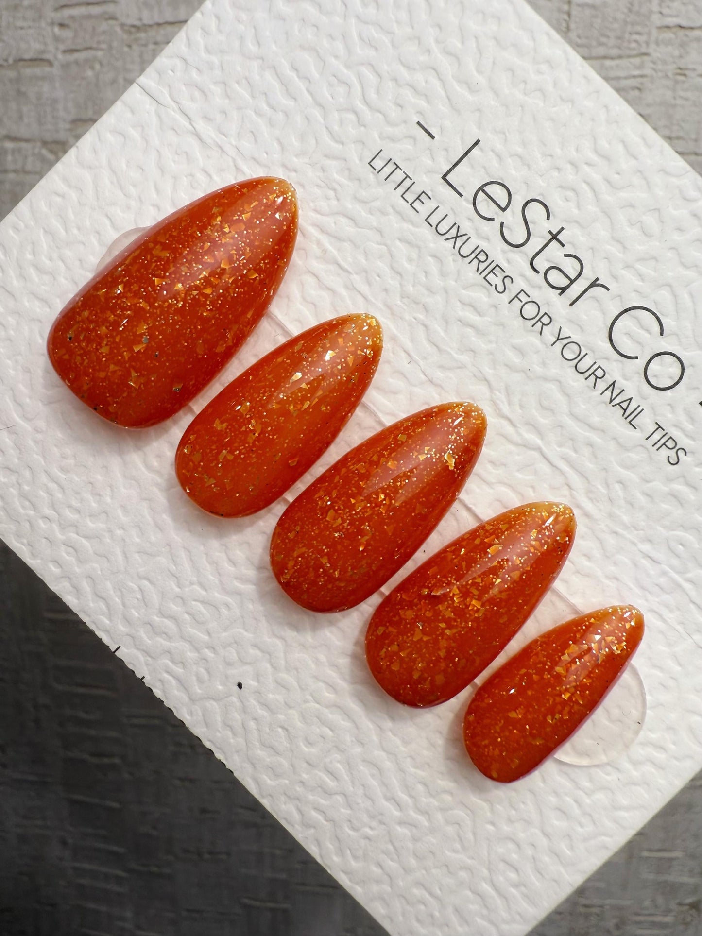 Handmade Press On Amber Candy Flake Gel Acrylic Nails 4for3 Timed Offer