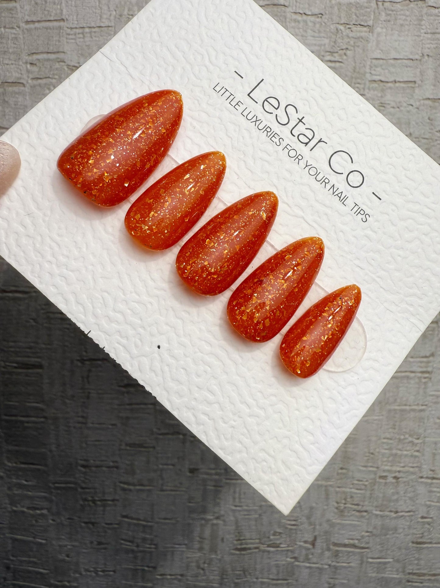 Handmade Press On Amber Candy Flake Gel Acrylic Nails 4for3 Timed Offer